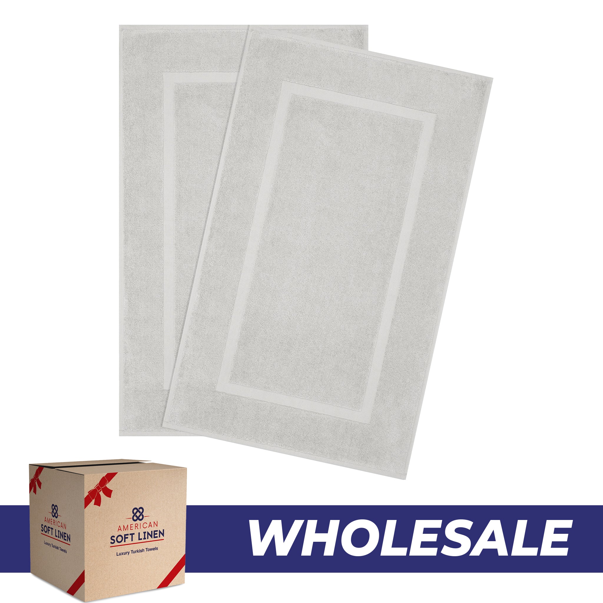 American Soft Linen Bekos 100% Cotton Bath Mat Set, 2 Piece 20x34 inches Wholesale Bath Rugs for Bathroom