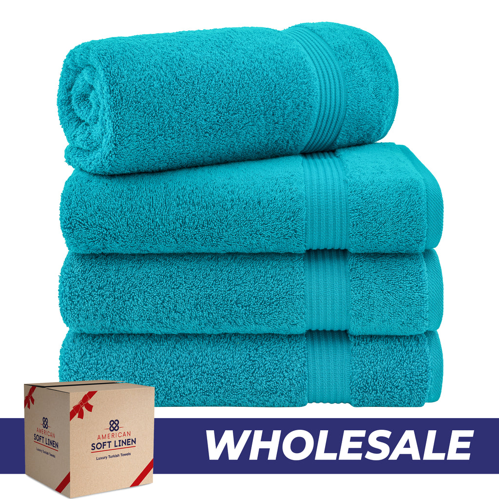 American Soft Linen Bekos 100% Cotton Turkish 4-Piece Bath Towel Sets, Wholesale Luxury Bath Towels