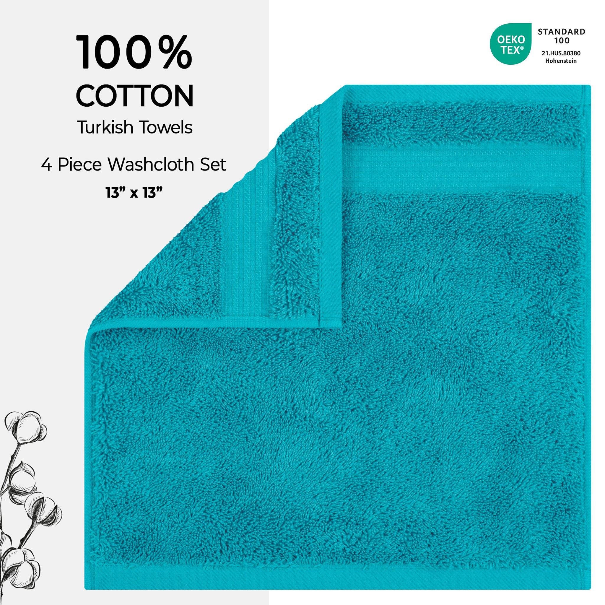 American Soft Linen Bekos 100% Cotton Turkish 4-Piece Washcloth Towel Sets, Wholesale Luxury Towels