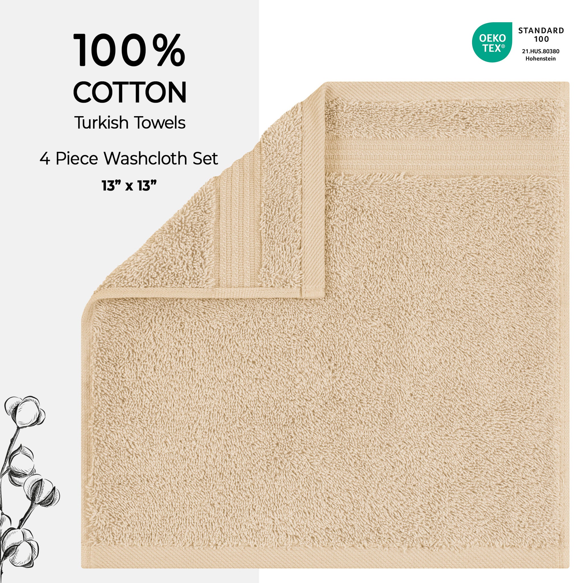 American Soft Linen Bekos 100% Cotton Turkish 4-Piece Washcloth Towel Sets, Wholesale Luxury Towels
