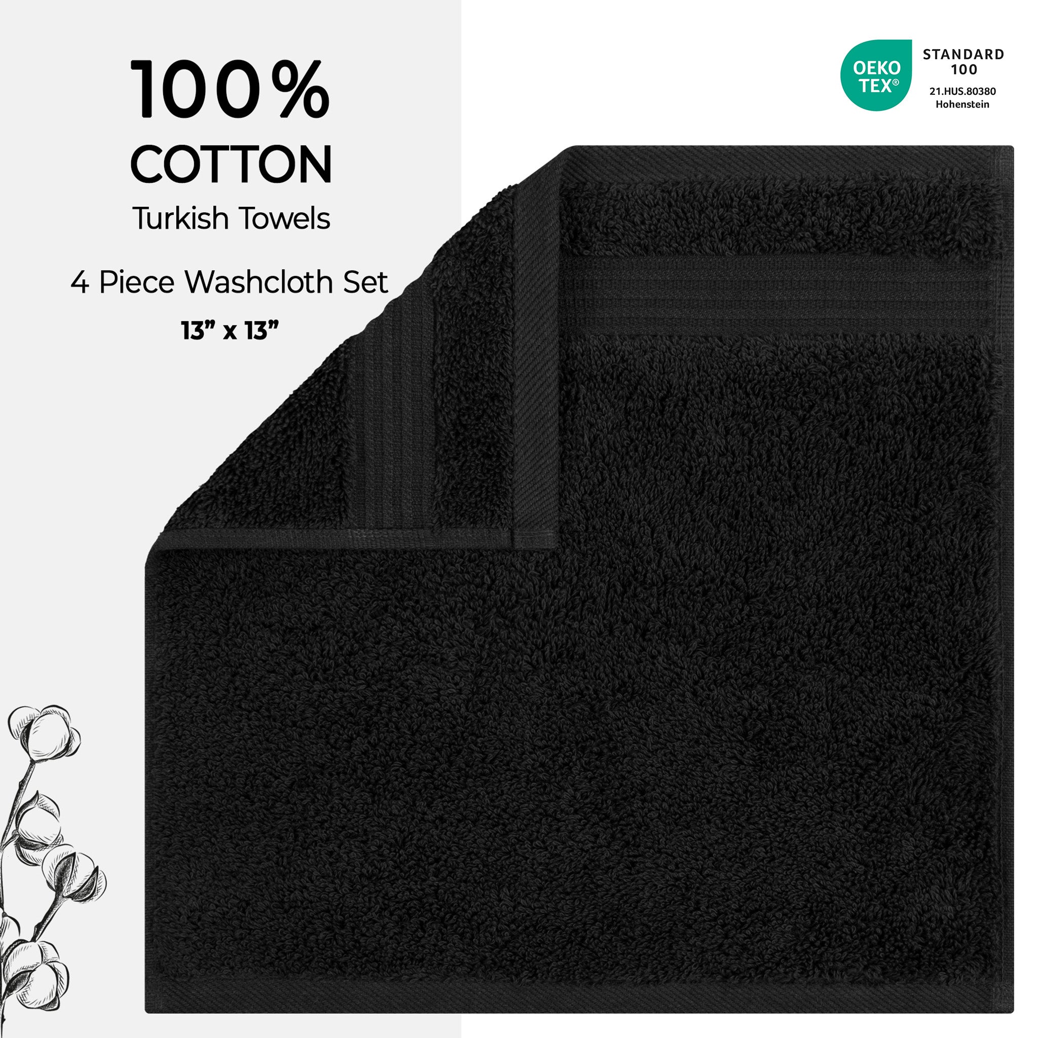American Soft Linen Bekos 100% Cotton Turkish 4-Piece Washcloth Towel Sets, Wholesale Luxury Towels