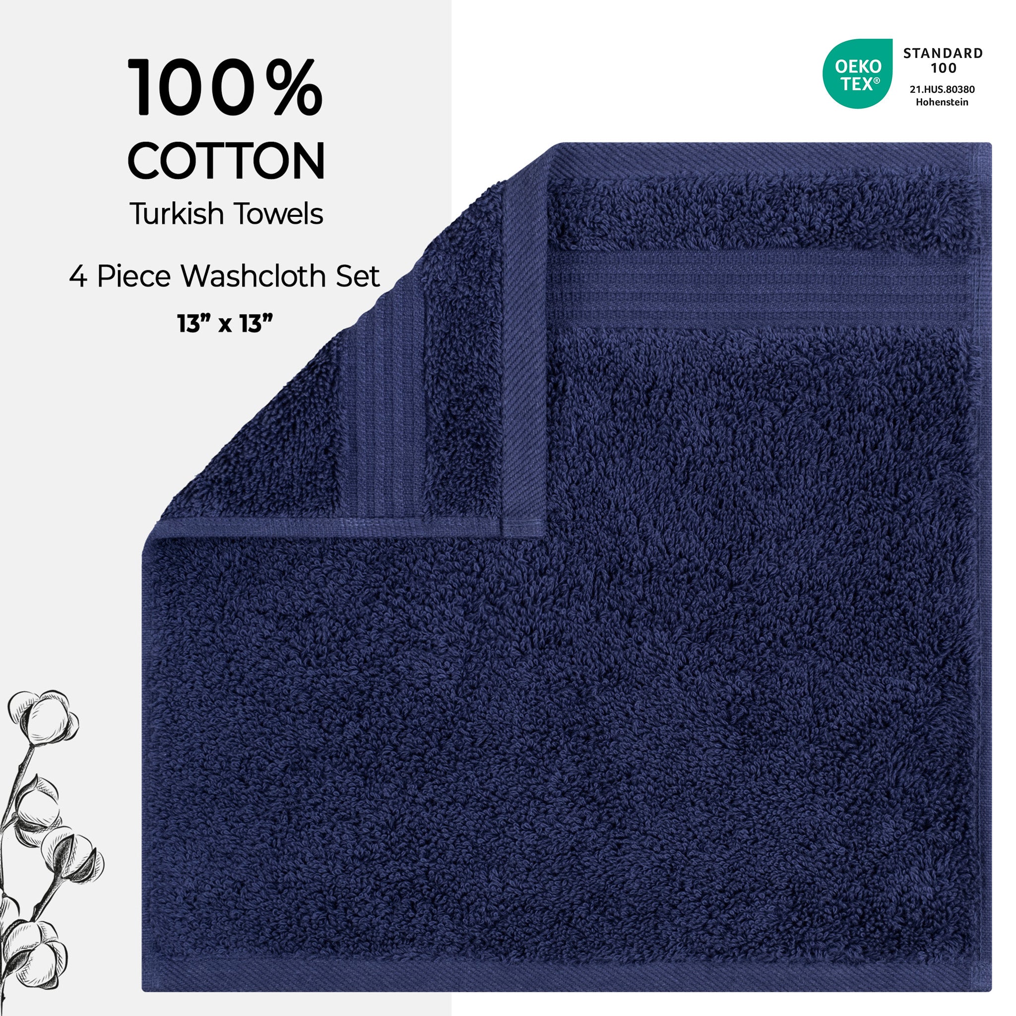American Soft Linen Bekos 100% Cotton Turkish 4-Piece Washcloth Towel Sets, Wholesale Luxury Towels