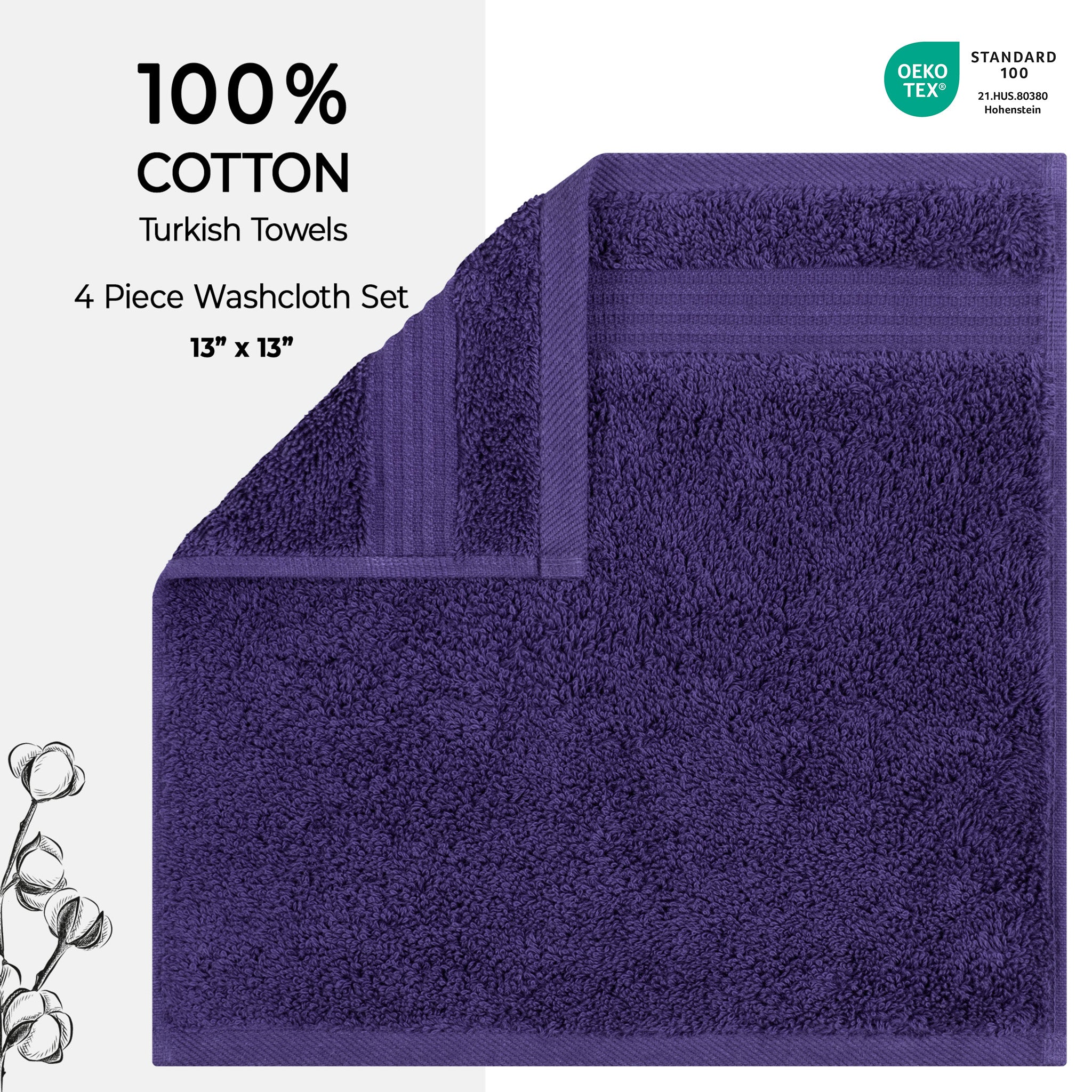 American Soft Linen Bekos 100% Cotton Turkish 4-Piece Washcloth Towel Sets, Wholesale Luxury Towels