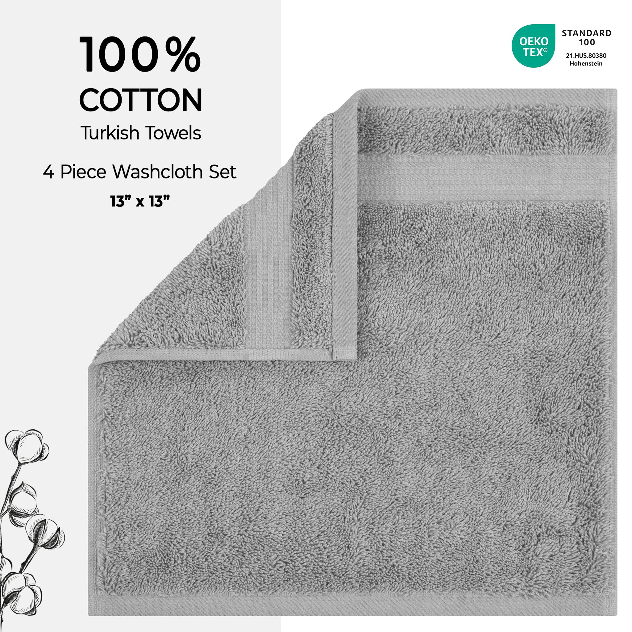 American Soft Linen Bekos 100% Cotton Turkish 4-Piece Washcloth Towel Sets, Wholesale Luxury Towels