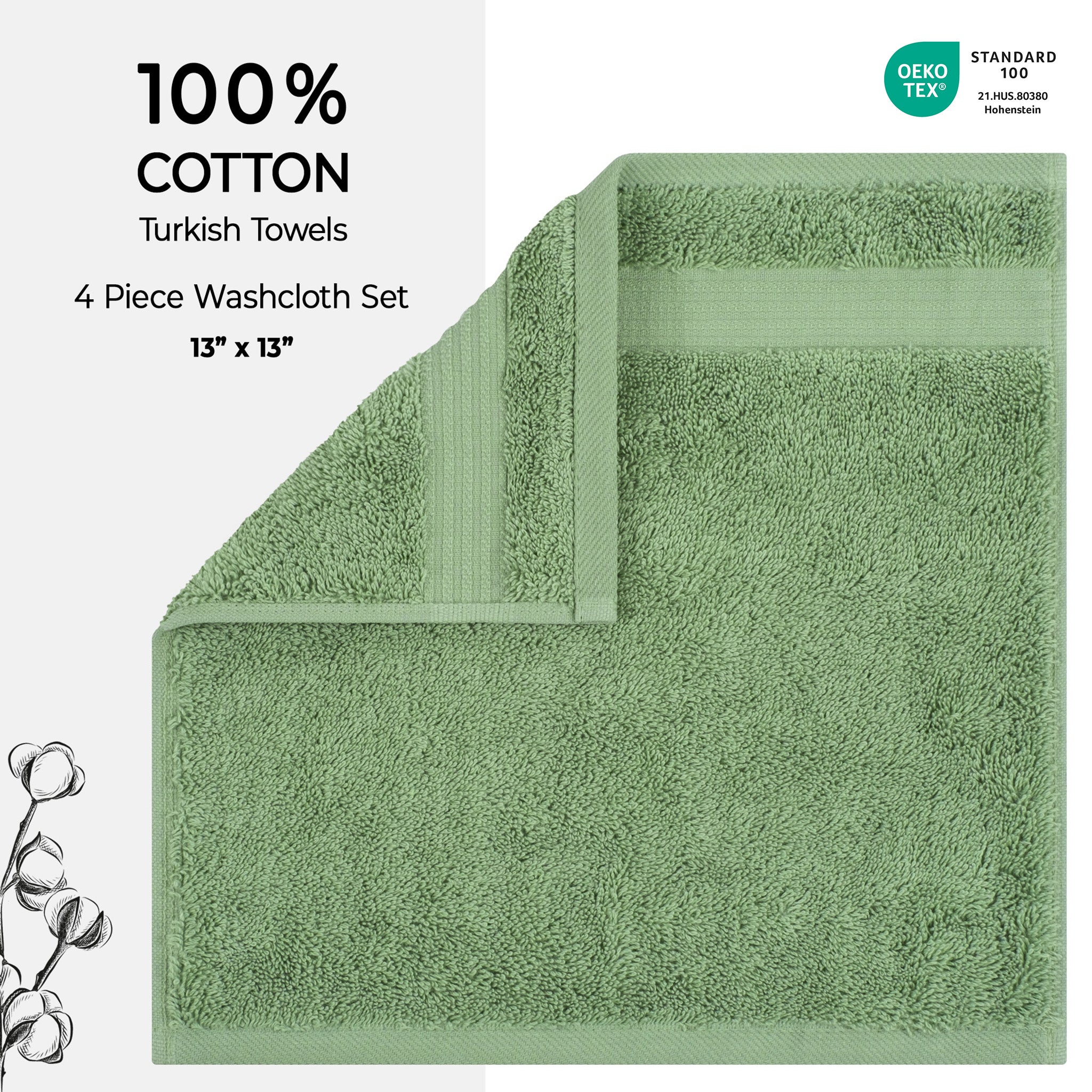 American Soft Linen Bekos 100% Cotton Turkish 4-Piece Washcloth Towel Sets, Wholesale Luxury Towels