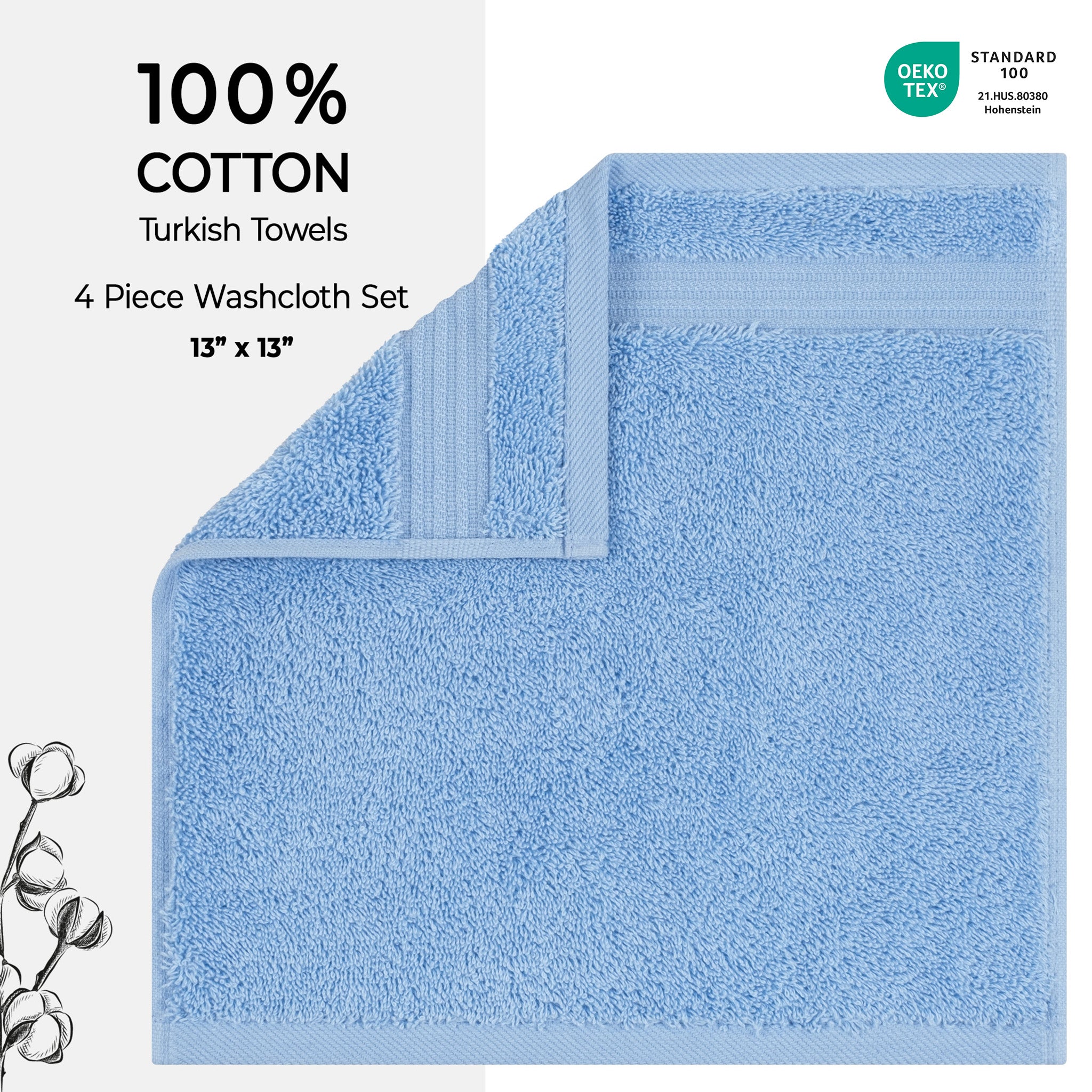 American Soft Linen Bekos 100% Cotton Turkish 4-Piece Washcloth Towel Sets, Wholesale Luxury Towels