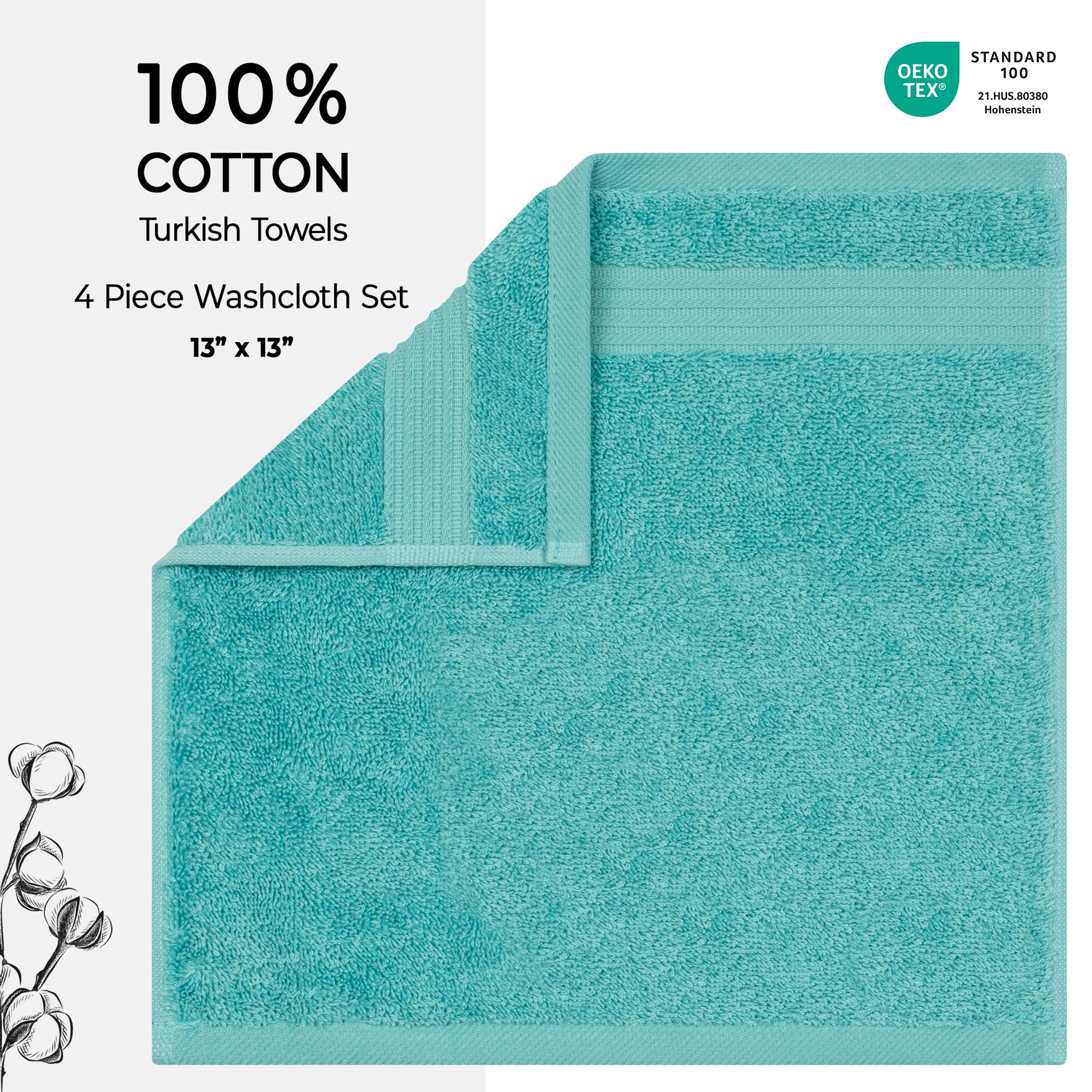 American Soft Linen Bekos 100% Cotton Turkish 4-Piece Washcloth Towel Sets, Wholesale Luxury Towels
