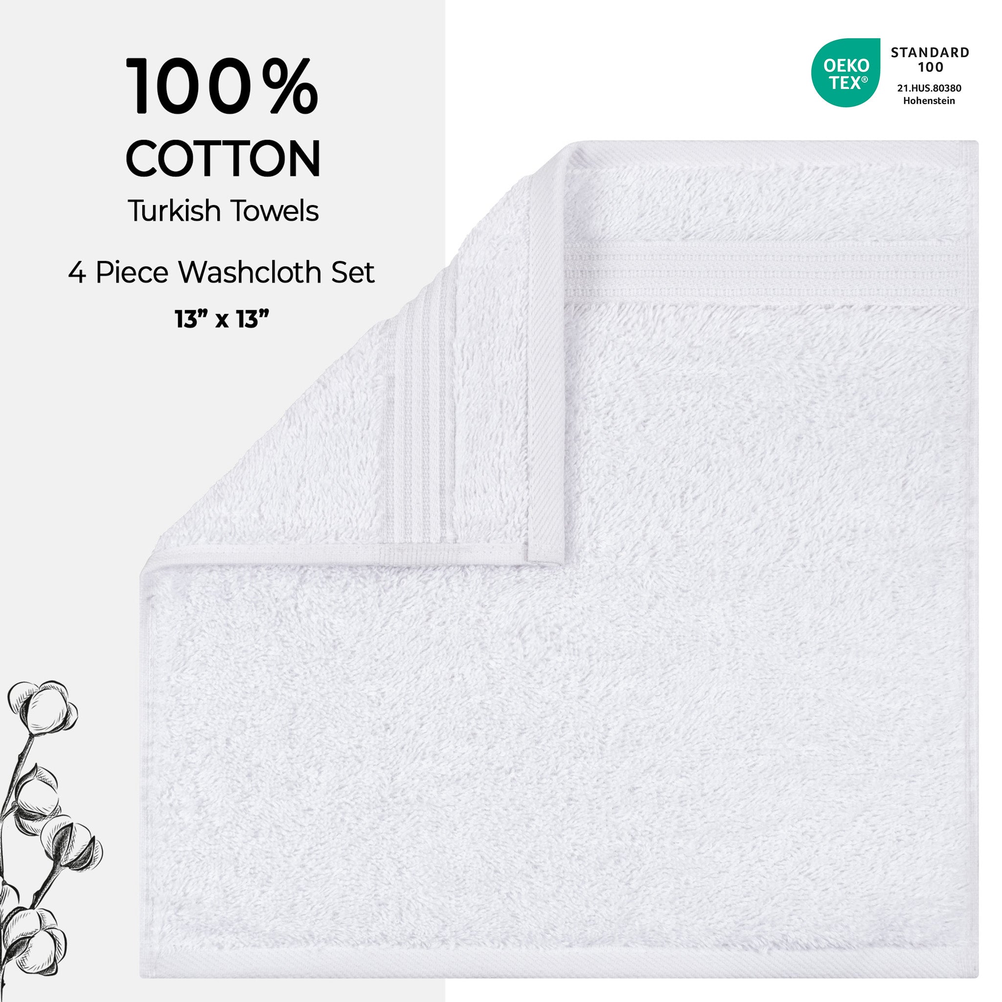 American Soft Linen Bekos 100% Cotton Turkish 4-Piece Washcloth Towel Sets, Wholesale Luxury Towels