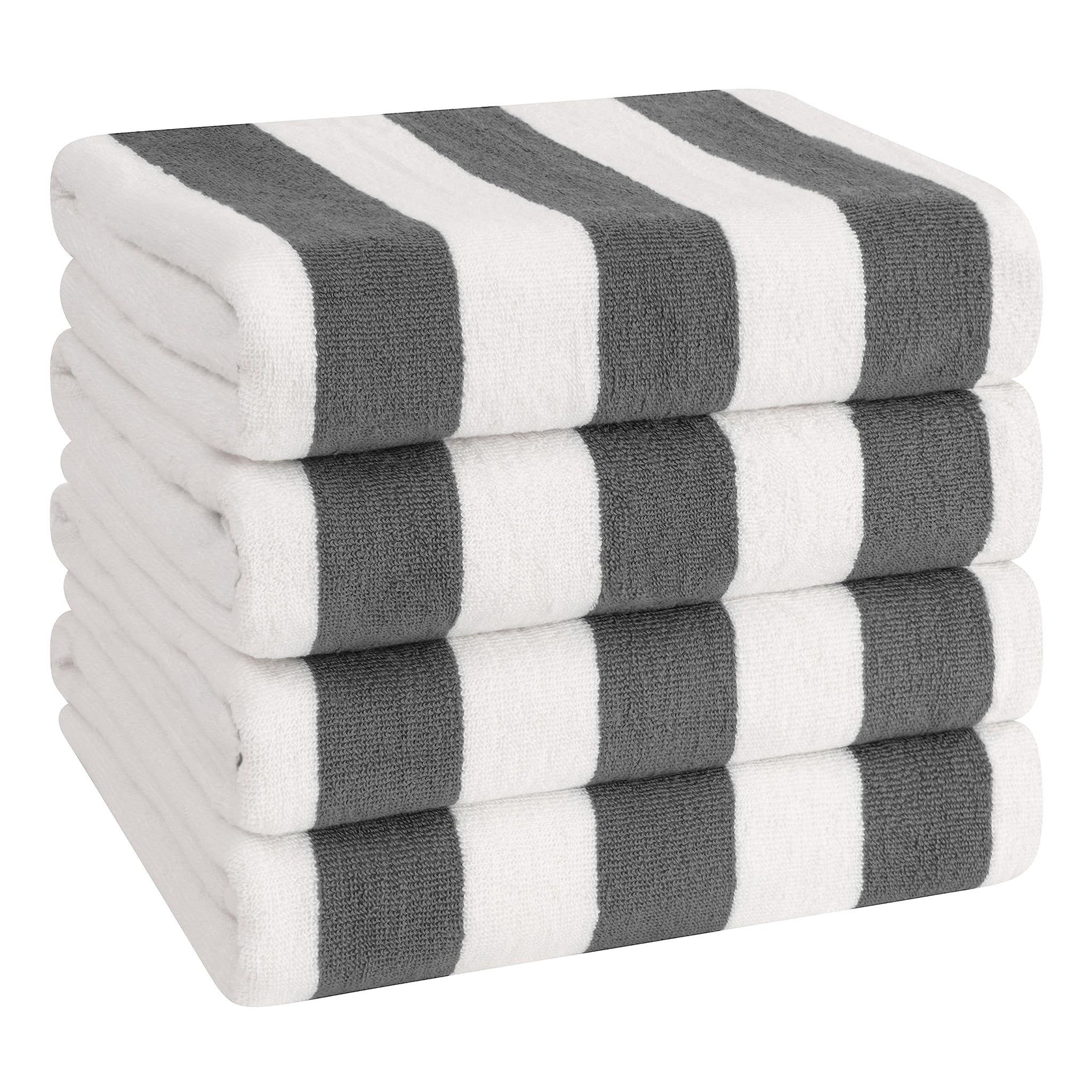 American Soft Linen, 100% Cotton 4 Pack Beach Towels, 30" x 60" Cabana Striped Pool Towels