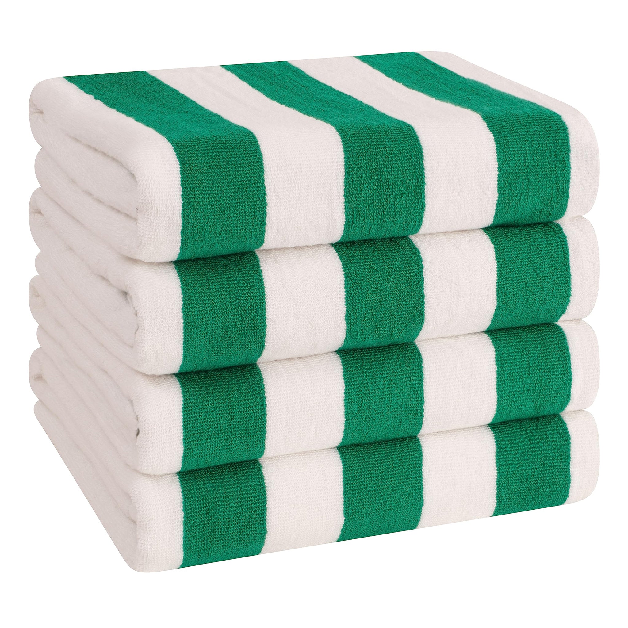 American Soft Linen, 100% Cotton 4 Pack Beach Towels, 30" x 60" Cabana Striped Pool Towels