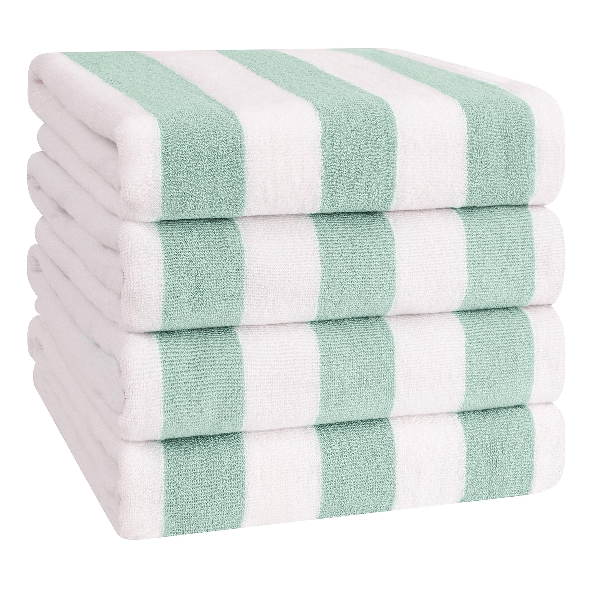 American Soft Linen, 100% Cotton 4 Pack Beach Towels, 30" x 60" Cabana Striped Pool Towels