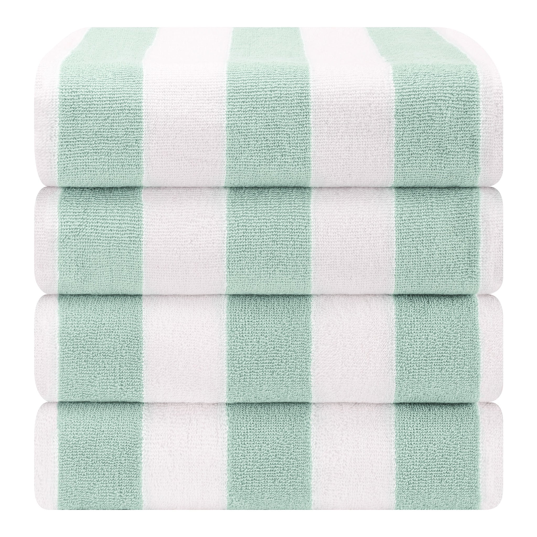 American Soft Linen, 100% Cotton 4 Pack Beach Towels, 30" x 60" Cabana Striped Pool Towels