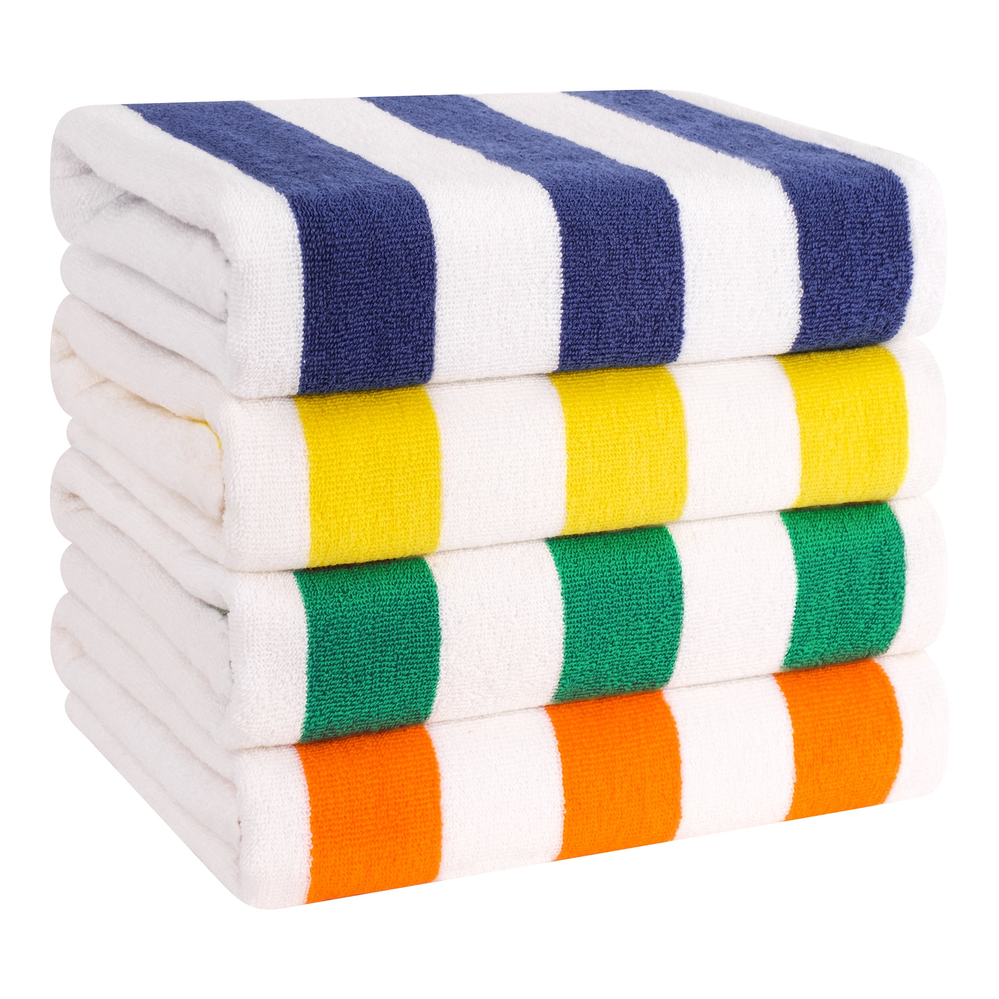 American Soft Linen, 100% Cotton 4 Pack Beach Towels, 30" x 60" Cabana Striped Pool Towels