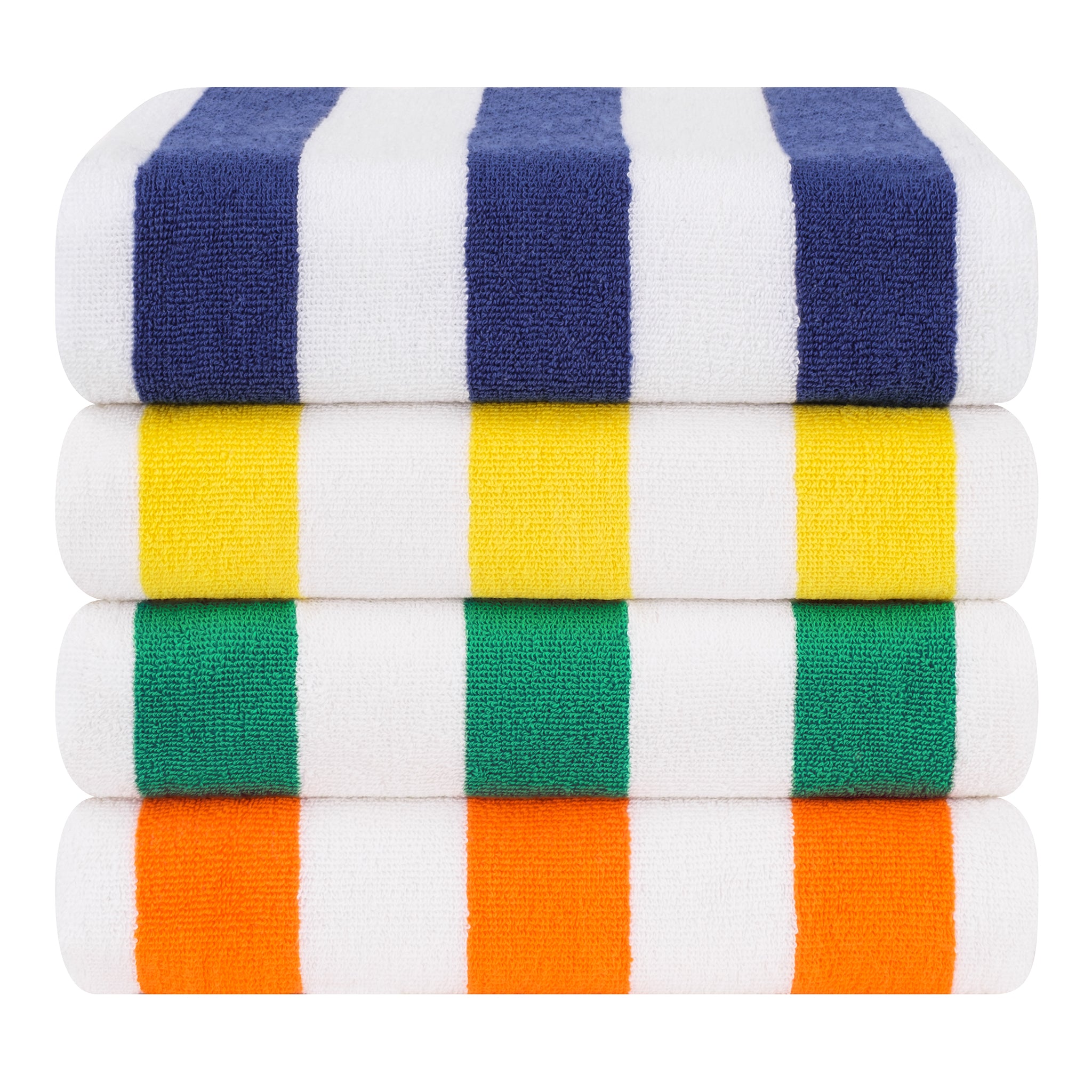 American Soft Linen, 100% Cotton 4 Pack Beach Towels, 30" x 60" Cabana Striped Pool Towels