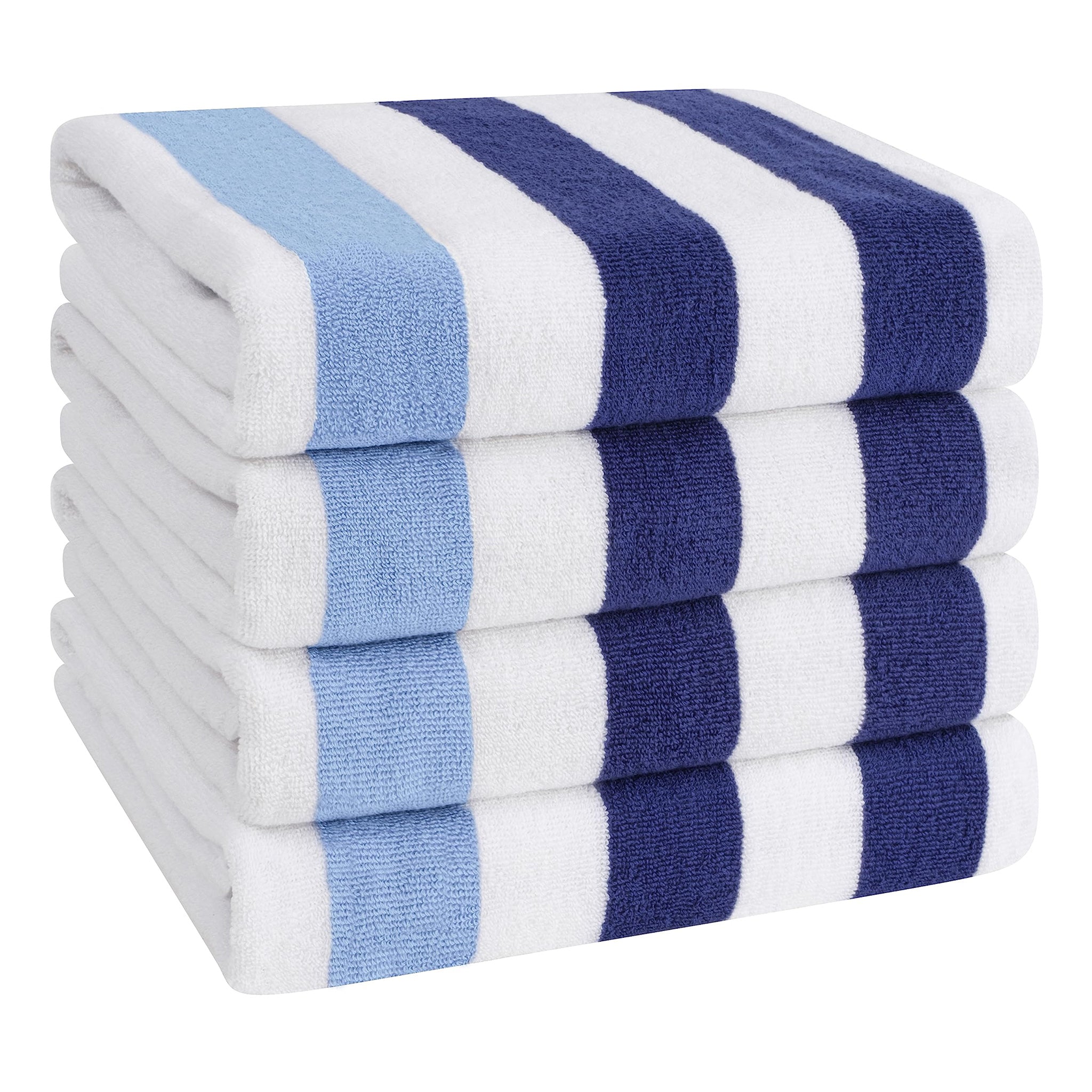 American Soft Linen, 100% Cotton 4 Pack Beach Towels, 30" x 60" Cabana Striped Pool Towels