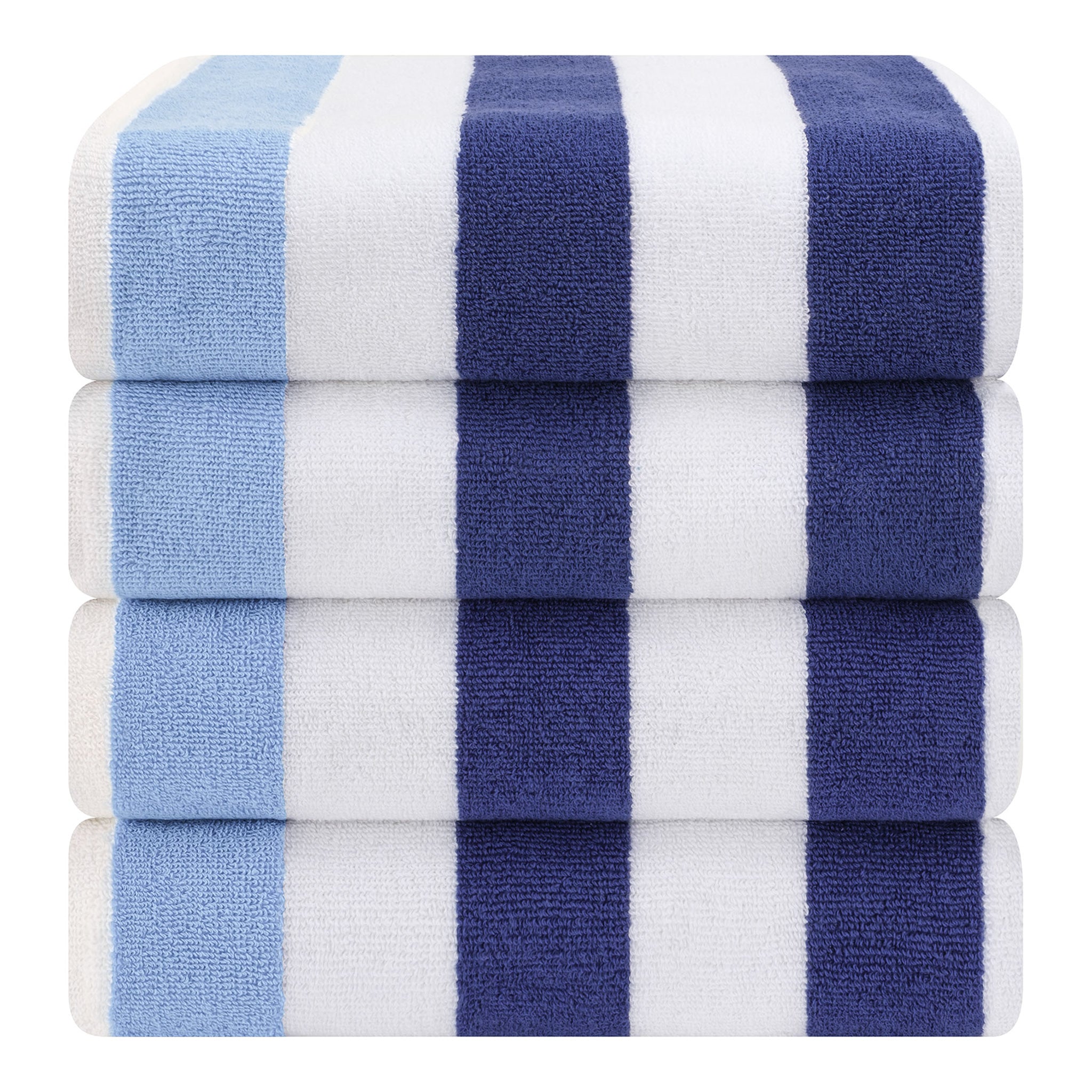 American Soft Linen, 100% Cotton 4 Pack Beach Towels, 30" x 60" Cabana Striped Pool Towels