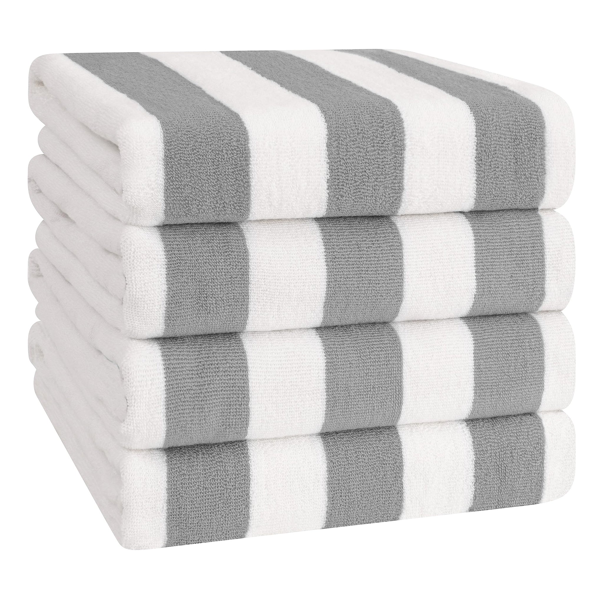American Soft Linen, 100% Cotton 4 Pack Beach Towels, 30" x 60" Cabana Striped Pool Towels