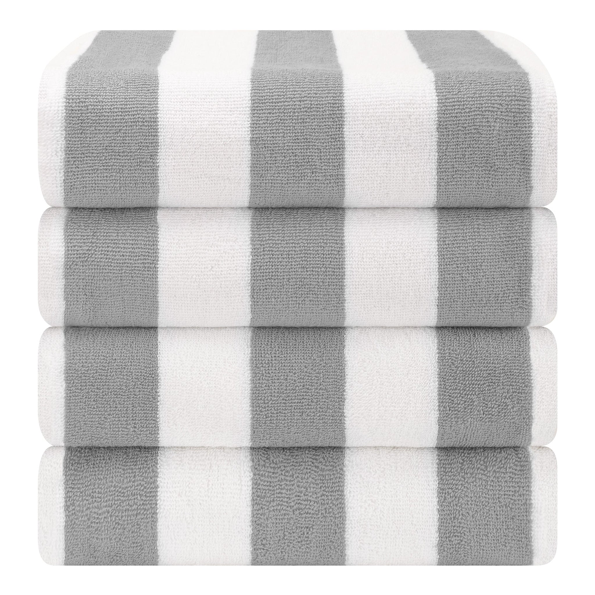 American Soft Linen, 100% Cotton 4 Pack Beach Towels, 30" x 60" Cabana Striped Pool Towels