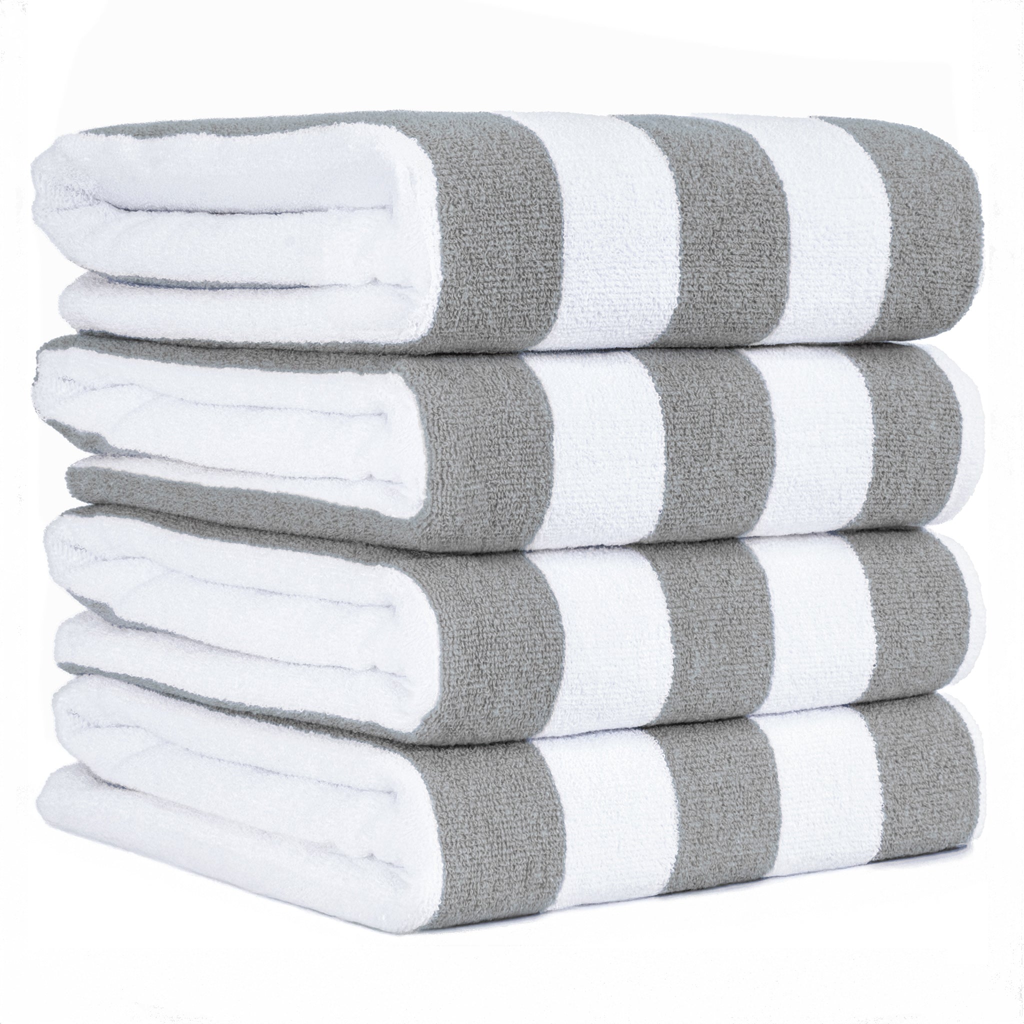 American Soft Linen, Premium Cotton 4 Pack Beach Towels, 30" x 60" Cabana Striped Pool Towels