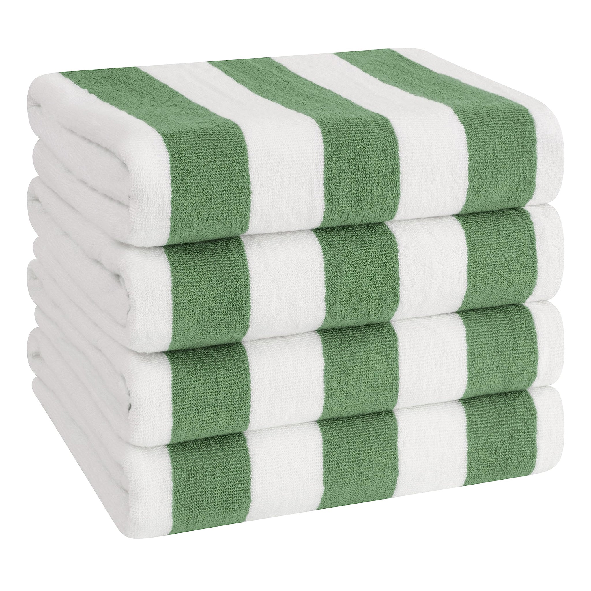 American Soft Linen, 100% Cotton 4 Pack Beach Towels, 30" x 60" Cabana Striped Pool Towels