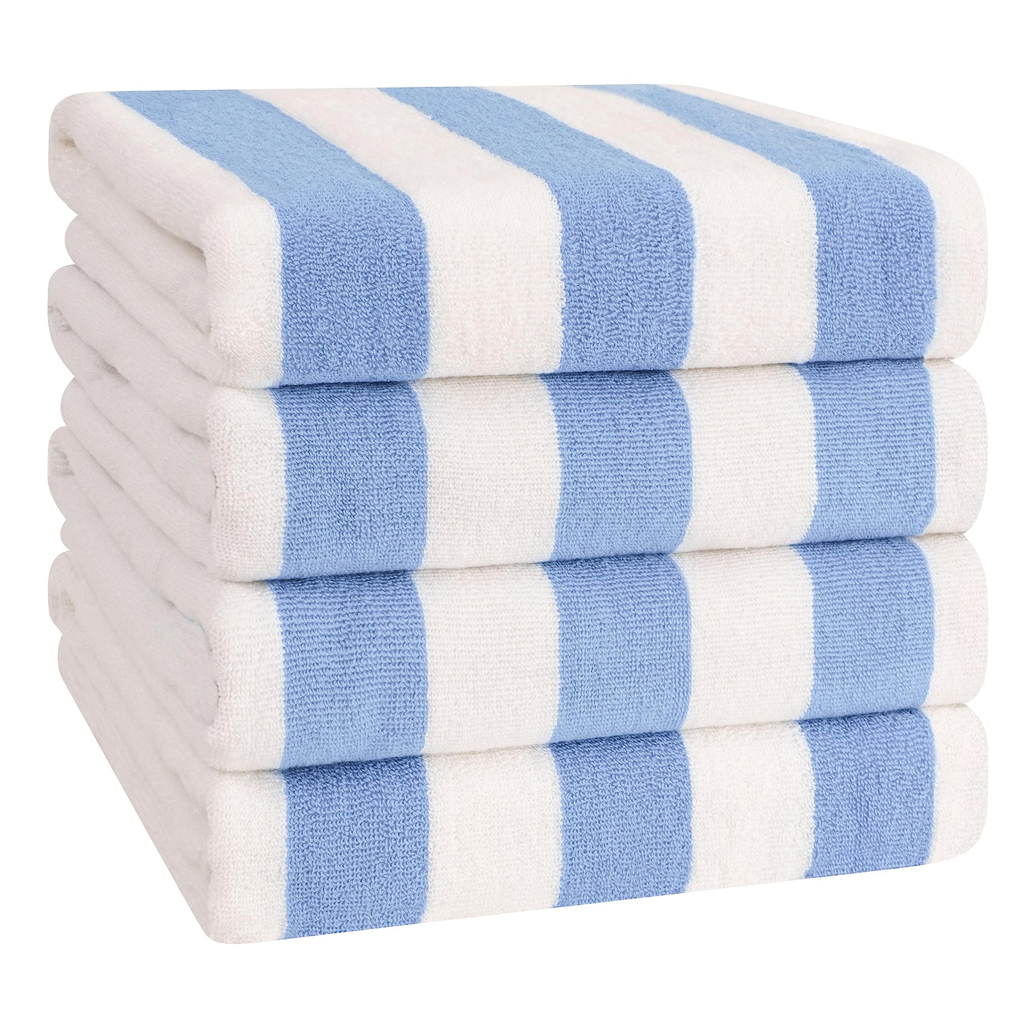 American Soft Linen, 100% Cotton 4 Pack Beach Towels, 30" x 60" Cabana Striped Pool Towels