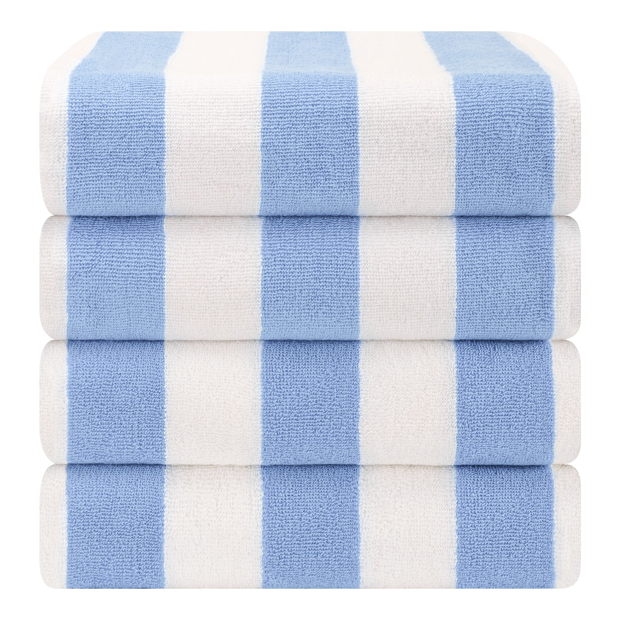 American Soft Linen, 100% Cotton 4 Pack Beach Towels, 30" x 60" Cabana Striped Pool Towels