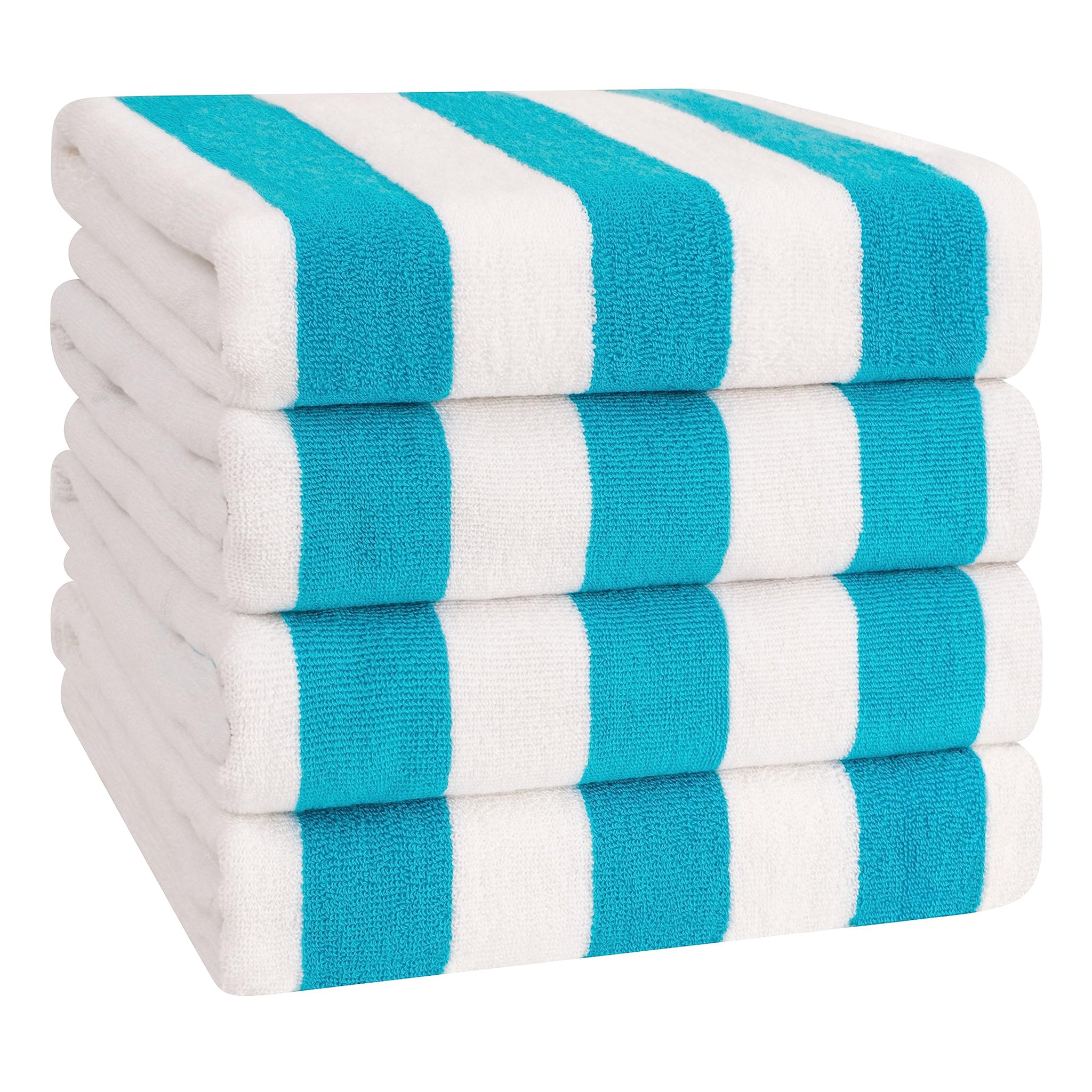 American Soft Linen, 100% Cotton 4 Pack Beach Towels, 30" x 60" Cabana Striped Pool Towels
