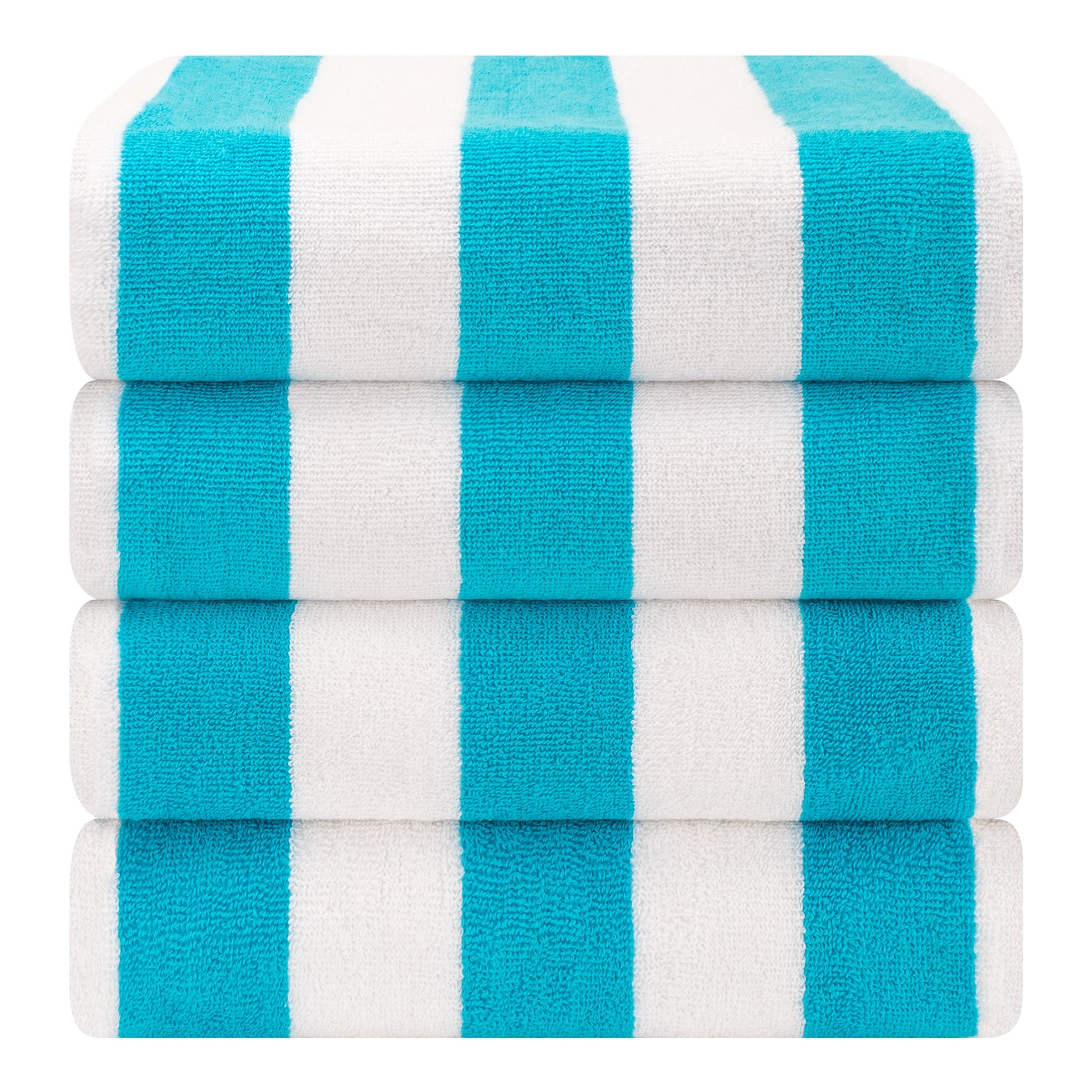 American Soft Linen, 100% Cotton 4 Pack Beach Towels, 30" x 60" Cabana Striped Pool Towels