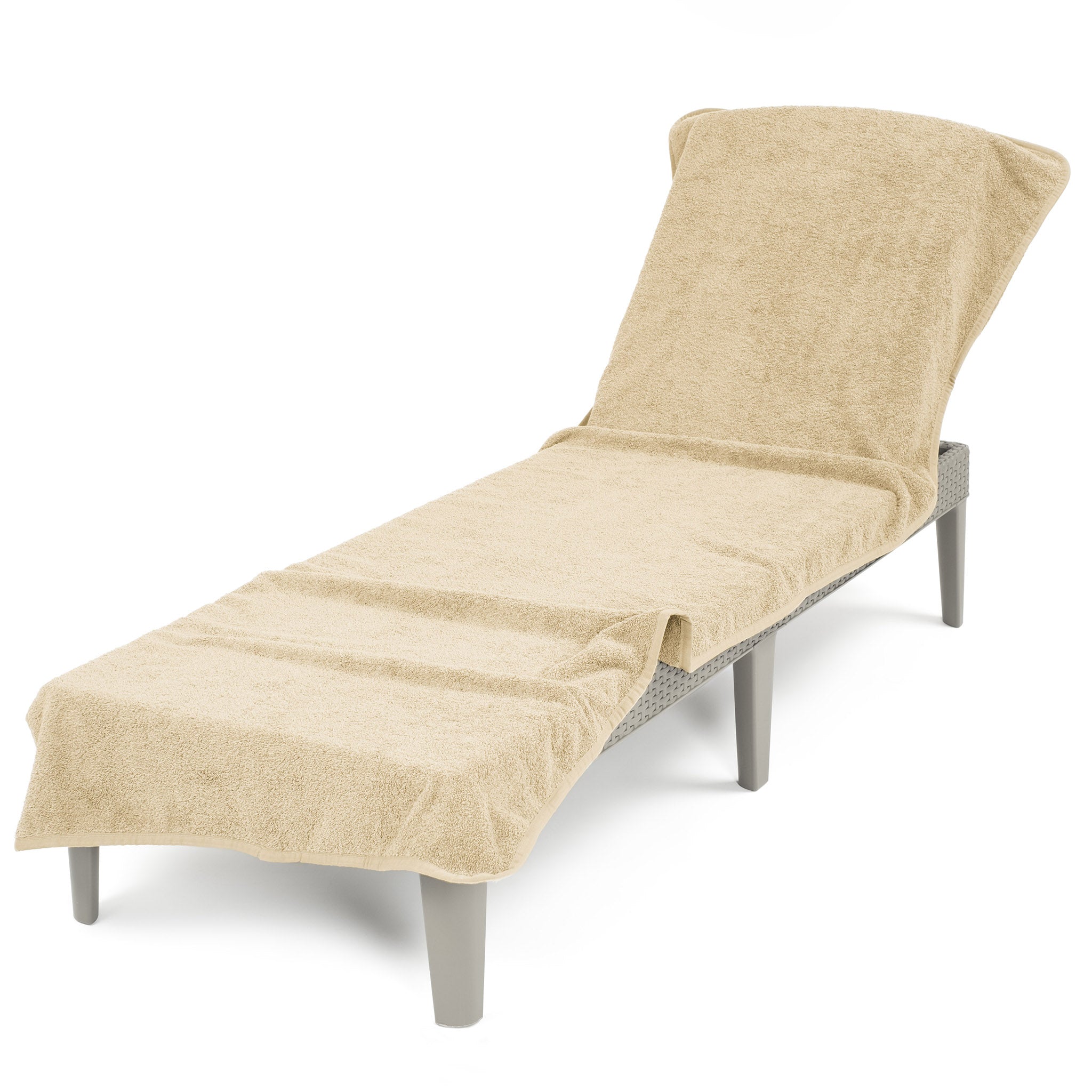 American Soft Linen Chaise Lounge Covers with Pocket, Premium Cotton, 86x32 Inches