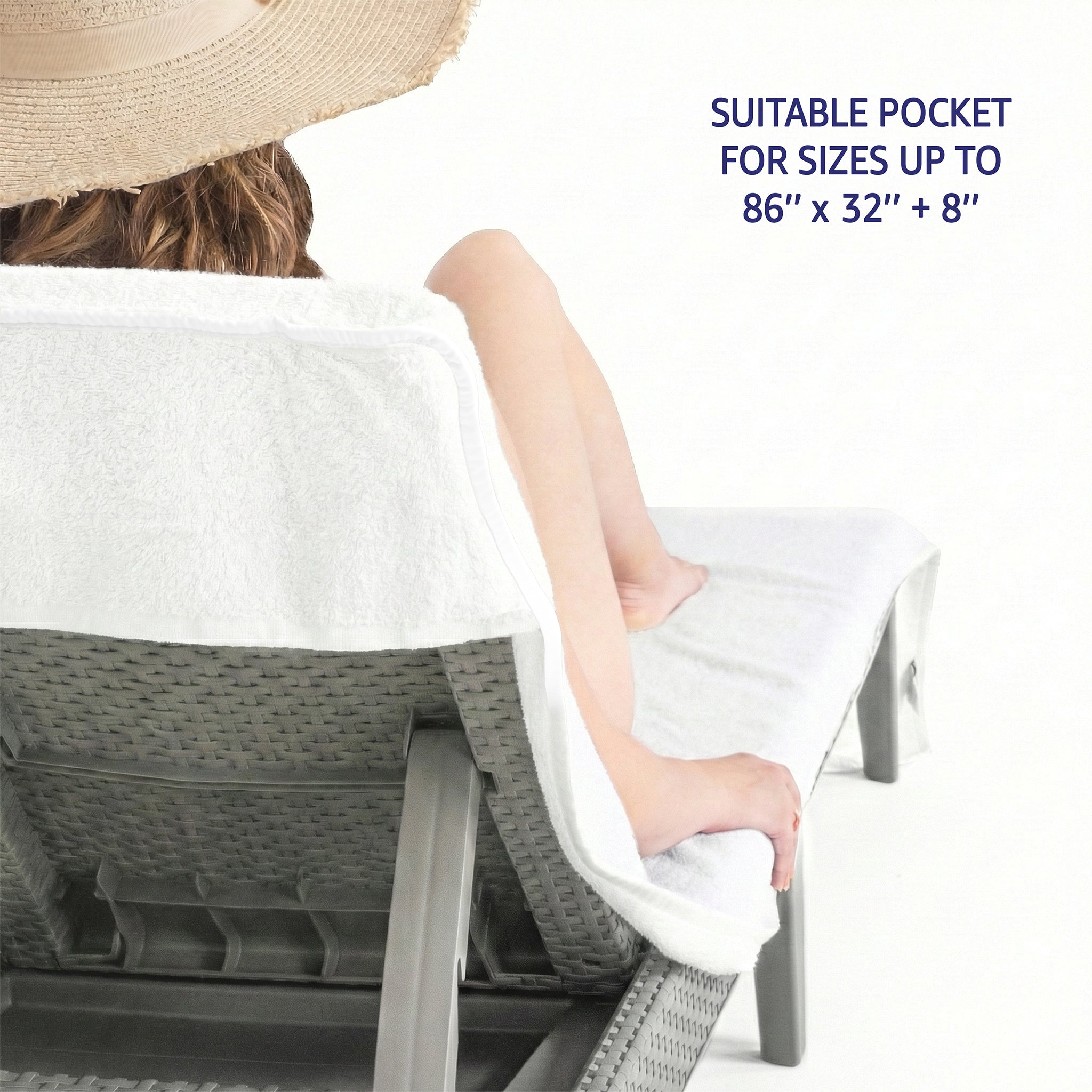 American Soft Linen Chaise Lounge Covers with Pocket, Premium Cotton Pool Chair Lounge Towels, 86x32 Inches-16 Set Case Pack