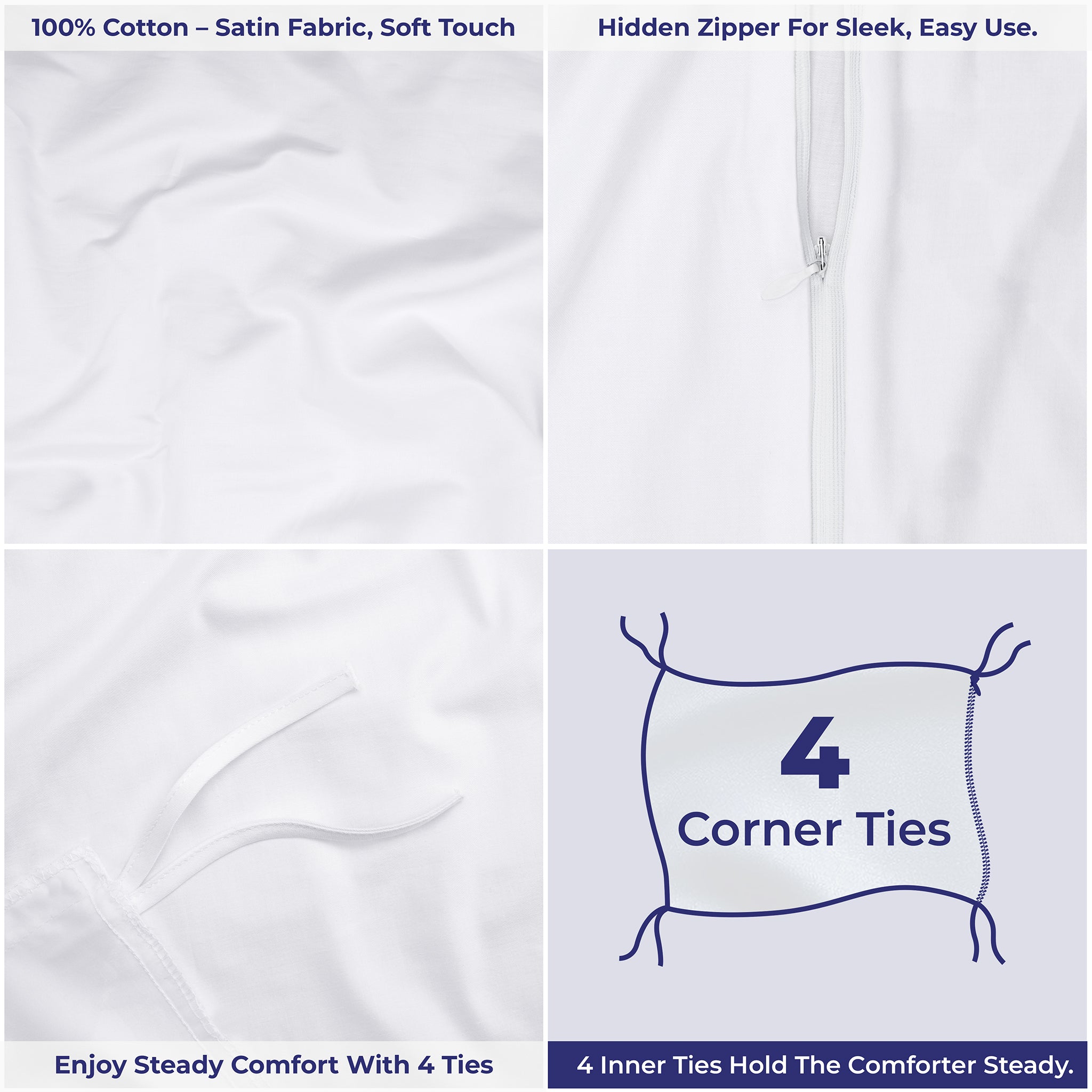 American Soft Linen Luxury 100% Cotton Sateen Weave Duvet Cover Set, 1 Duvet Cover and 2 Pillow Shams, Machine Washable 3 Piece Bedding Sets