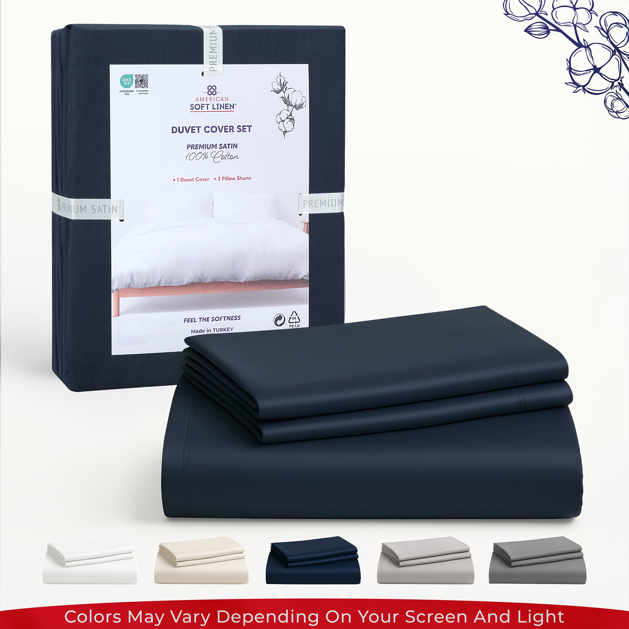 American Soft Linen Luxury 100% Cotton Sateen Weave Duvet Cover Set, Wholesale Bedding Sets