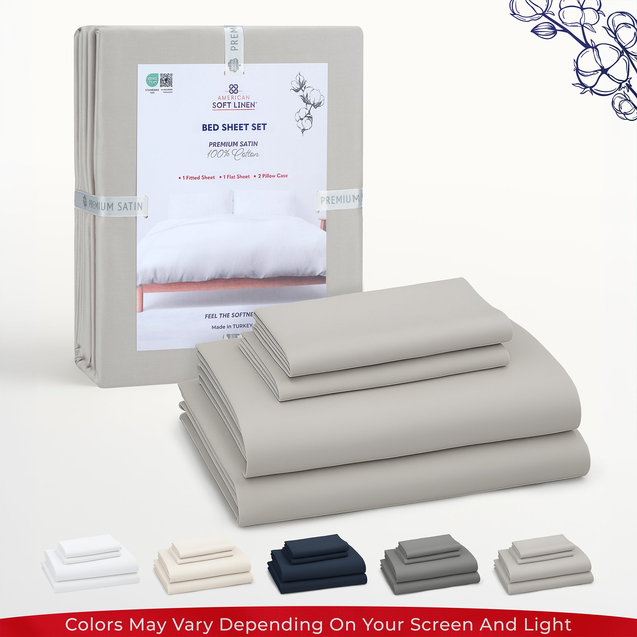 American Soft Linen Luxury 100% Cotton Sateen Weave Sheets Set - Wholesale Bed Sheet Sets