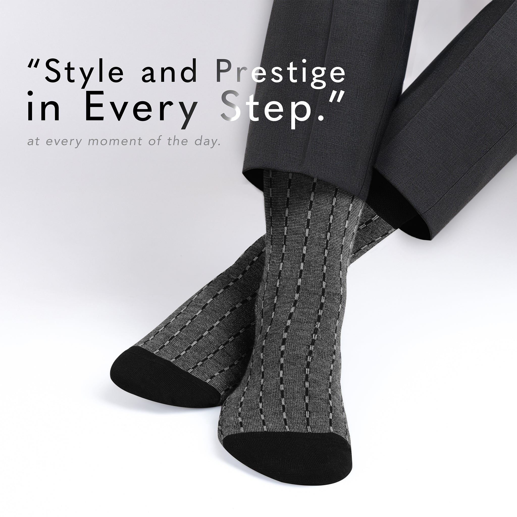 American Soft Linen men’s luxury patterned crew dress socks in premium gift box organizer, 5 pack black