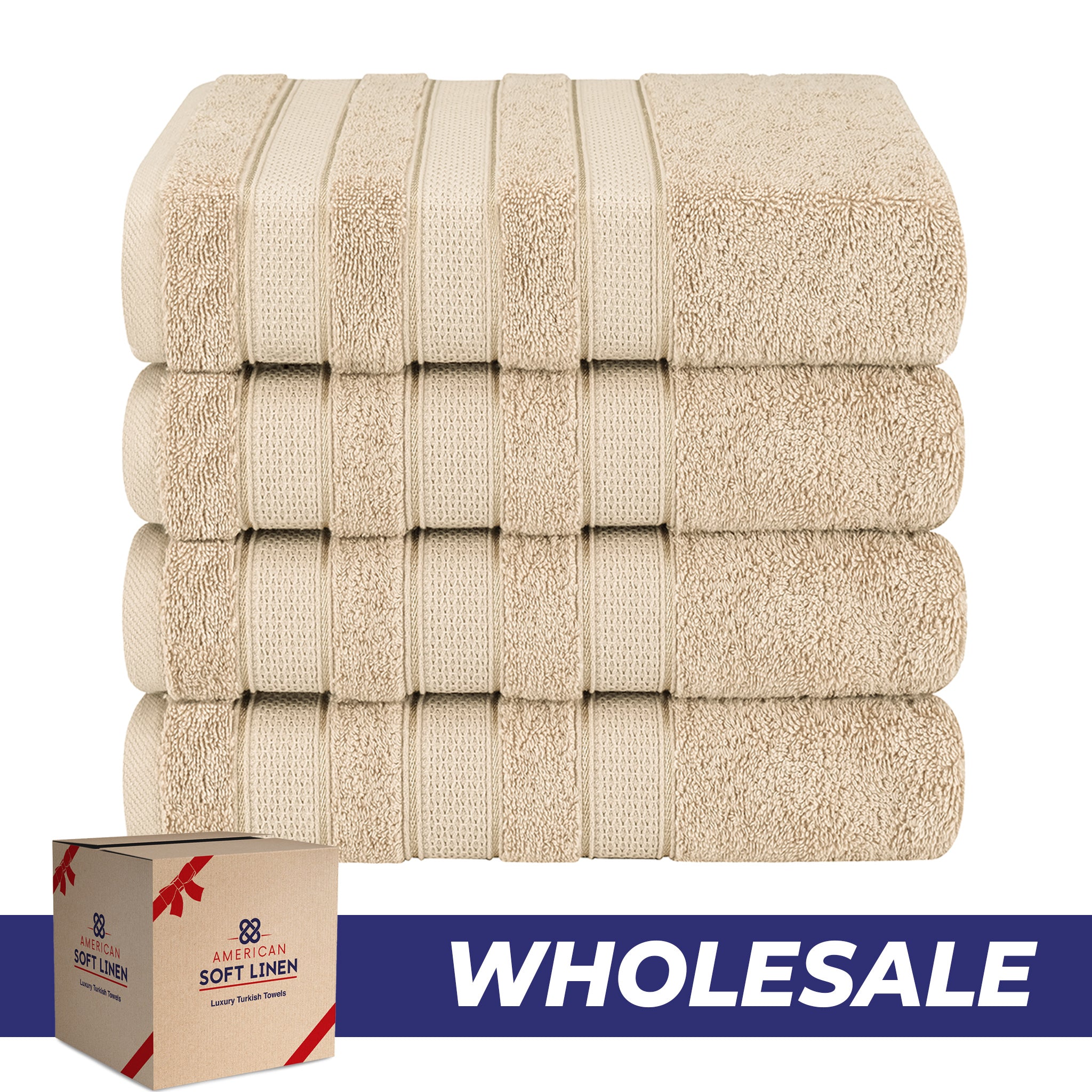 American Soft Linen Salem 4-Pack Bath Towel Sets, 100% Cotton Luxury Turkish Towels, Super Soft, Absorbent, Premium Wholesale Bath Towels - Beige 0