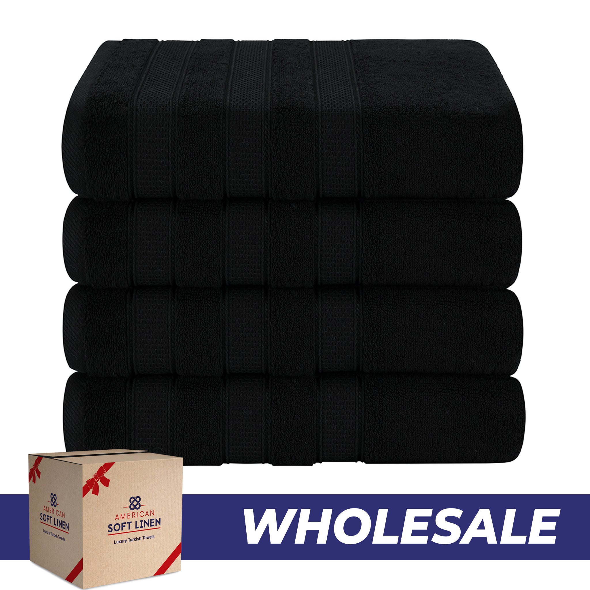 American Soft Linen Salem 4-Pack Bath Towel Sets, 100% Cotton Luxury Turkish Towels, Super Soft, Absorbent, Premium Wholesale Bath Towels - Black 0
