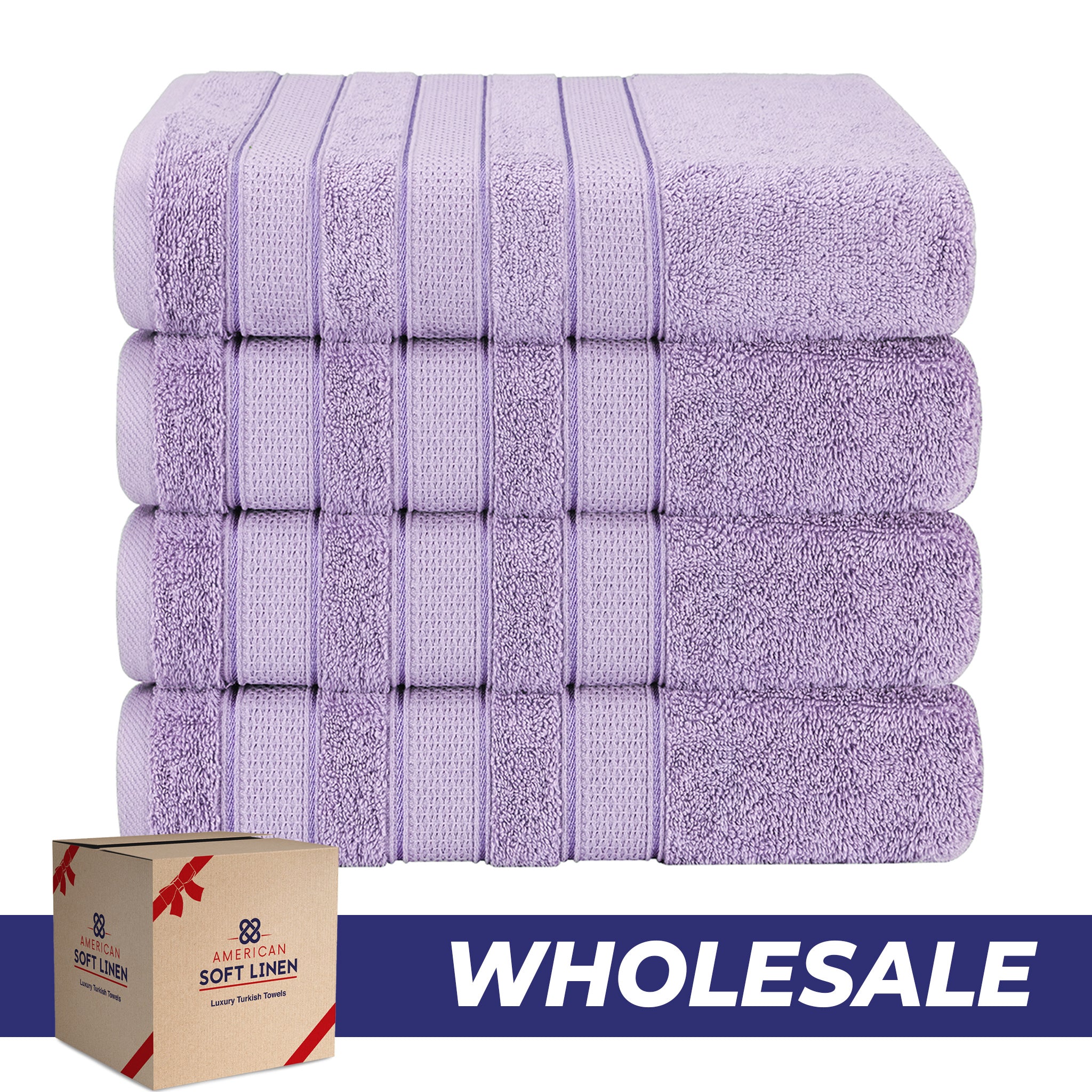 American Soft Linen Salem 4-Pack Bath Towel Sets, 100% Cotton Luxury Turkish Towels, Super Soft, Absorbent, Premium Wholesale Bath Towels - Lilac 0