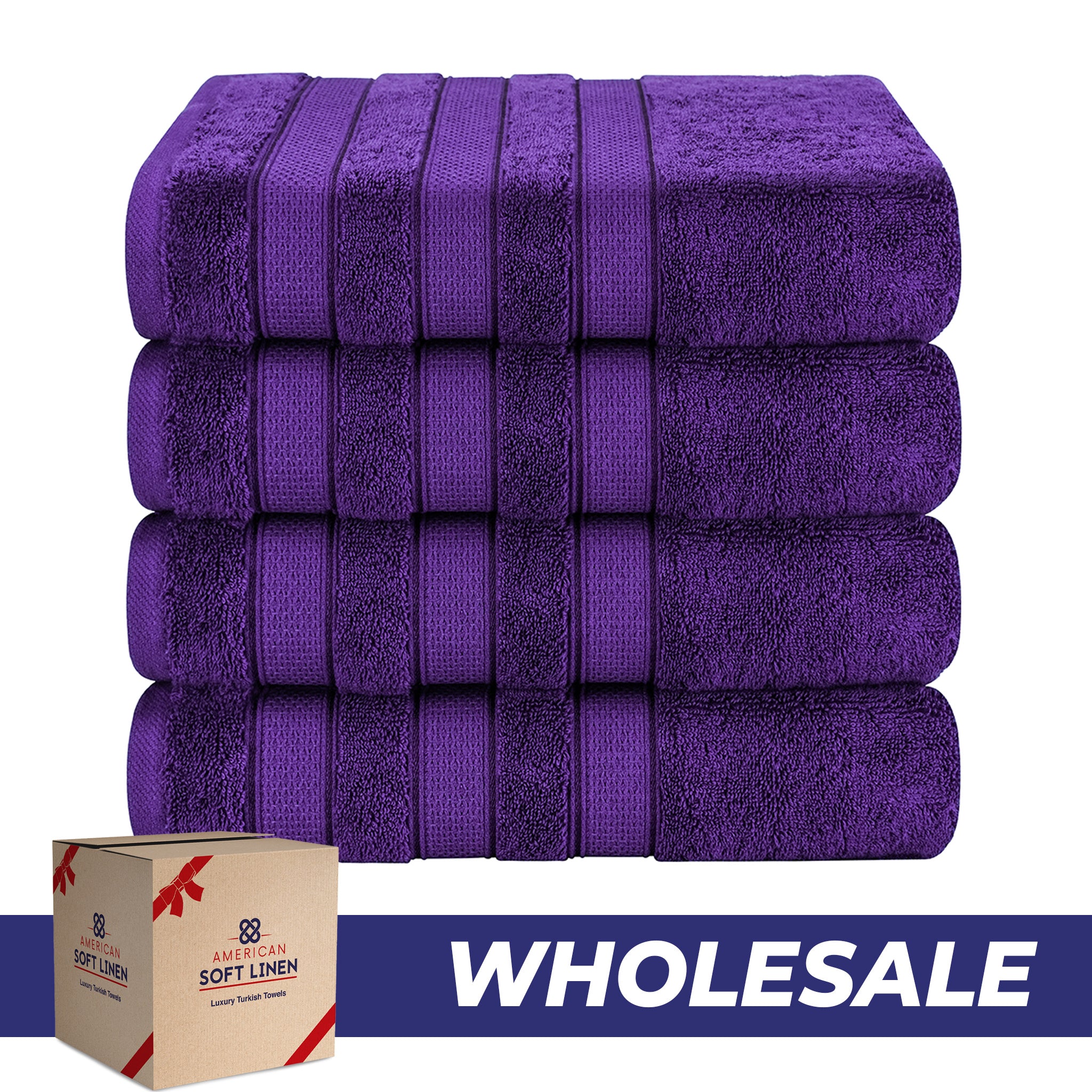 American Soft Linen Salem 4-Pack Bath Towel Sets, 100% Cotton Luxury Turkish Towels, Super Soft, Absorbent, Premium Wholesale Bath Towels - Purple 0