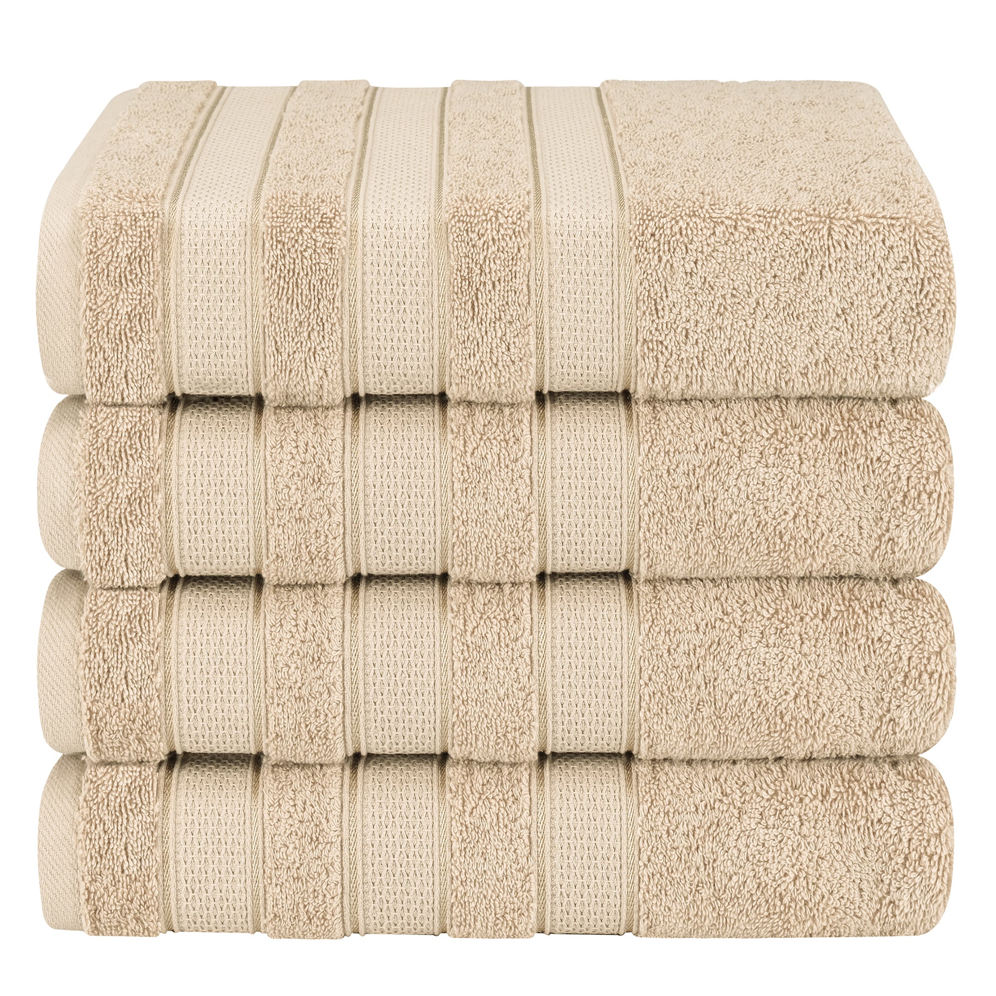 American Soft Linen Salem 4-Pack Bath Towel Sets, 100% Cotton Luxury Turkish Towels, Super Soft, Absorbent, Premium Wholesale Bath Towels - Beige 1