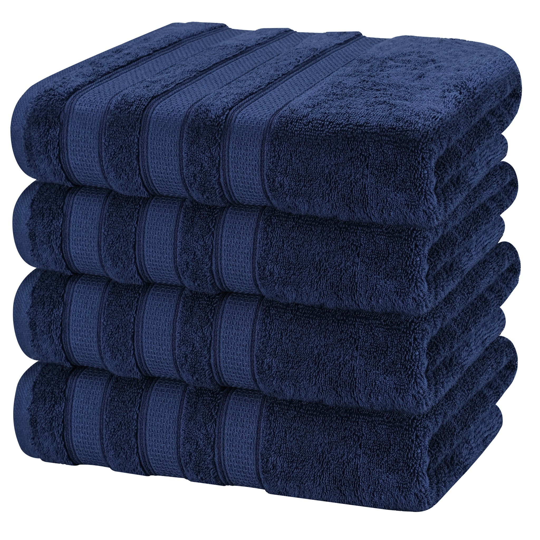American Soft Linen Salem 4-Pack Bath Towel Sets, 100% Cotton Luxury Turkish Towels, Super Soft, Absorbent, Premium Wholesale Bath Towels - Navy Blue 5