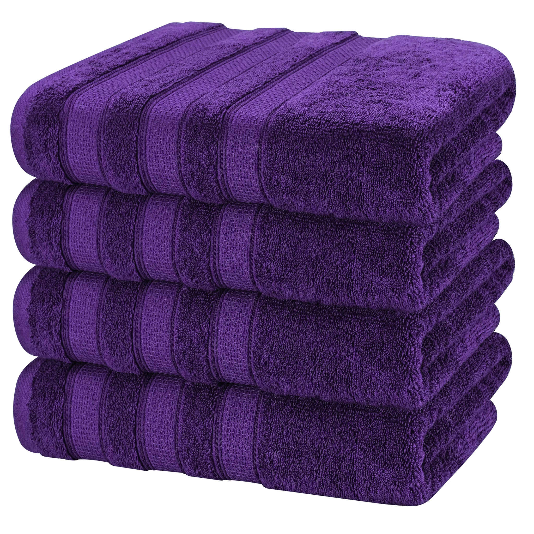 American Soft Linen Salem 4-Pack Bath Towel Sets, 100% Cotton Luxury Turkish Towels, Super Soft, Absorbent, Premium Wholesale Bath Towels - Purple 5