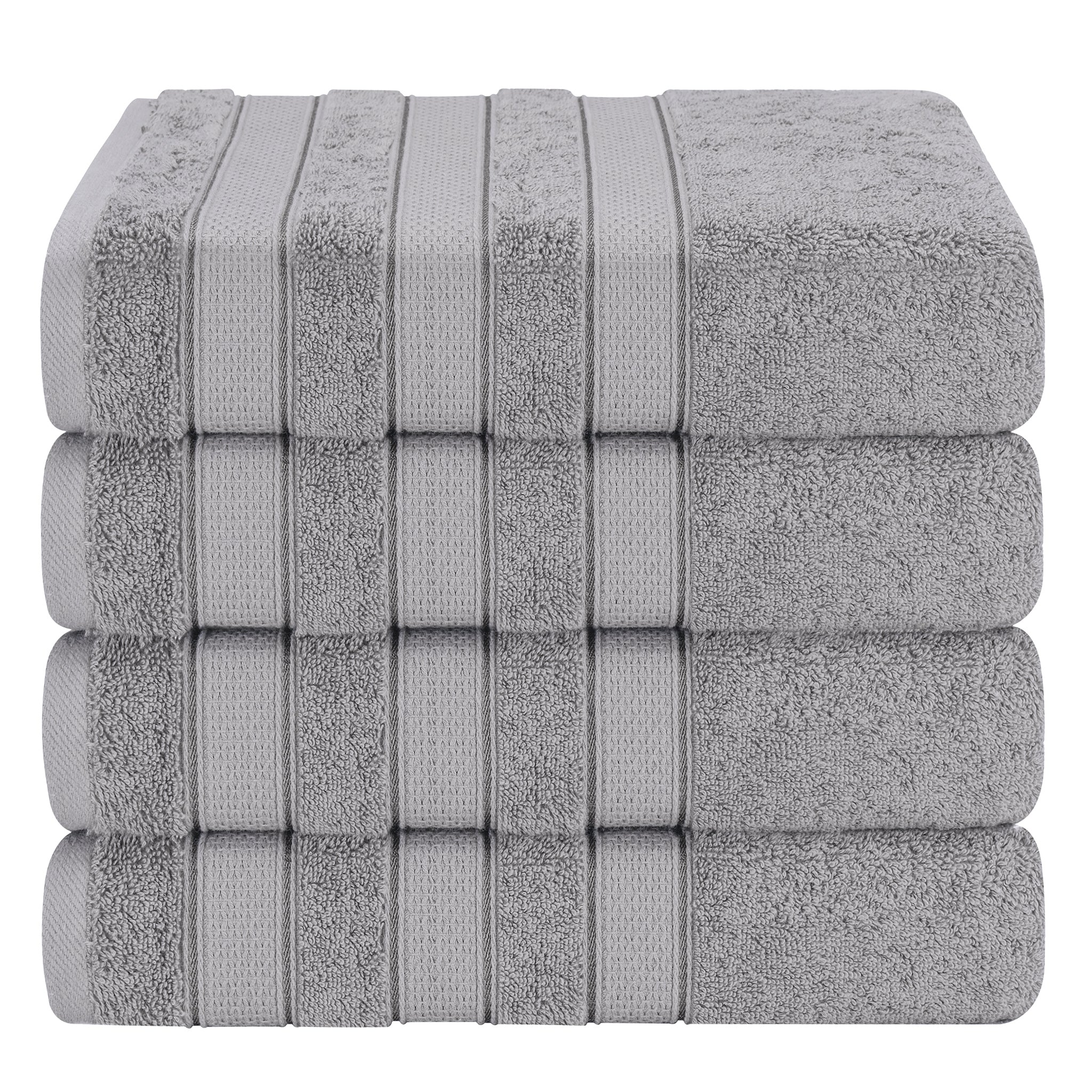 American Soft Linen Salem 4-Pack Bath Towel Sets, 100% Cotton Luxury Turkish Towels, Super Soft, Absorbent, Premium Wholesale Bath Towels - Rockridge Gray 1