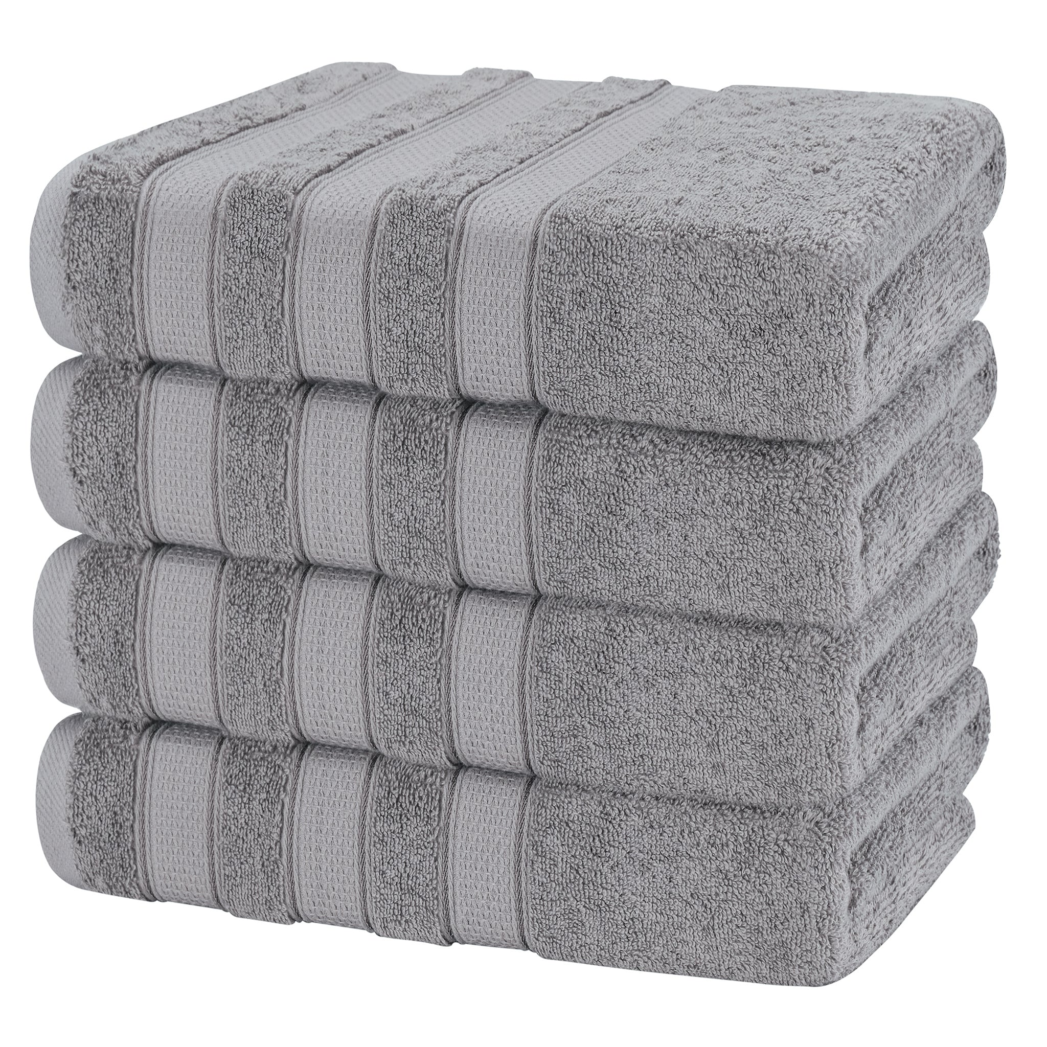 American Soft Linen Salem 4-Pack Bath Towel Sets, 100% Cotton Luxury Turkish Towels, Super Soft, Absorbent, Premium Wholesale Bath Towels - Rockridge Gray 5