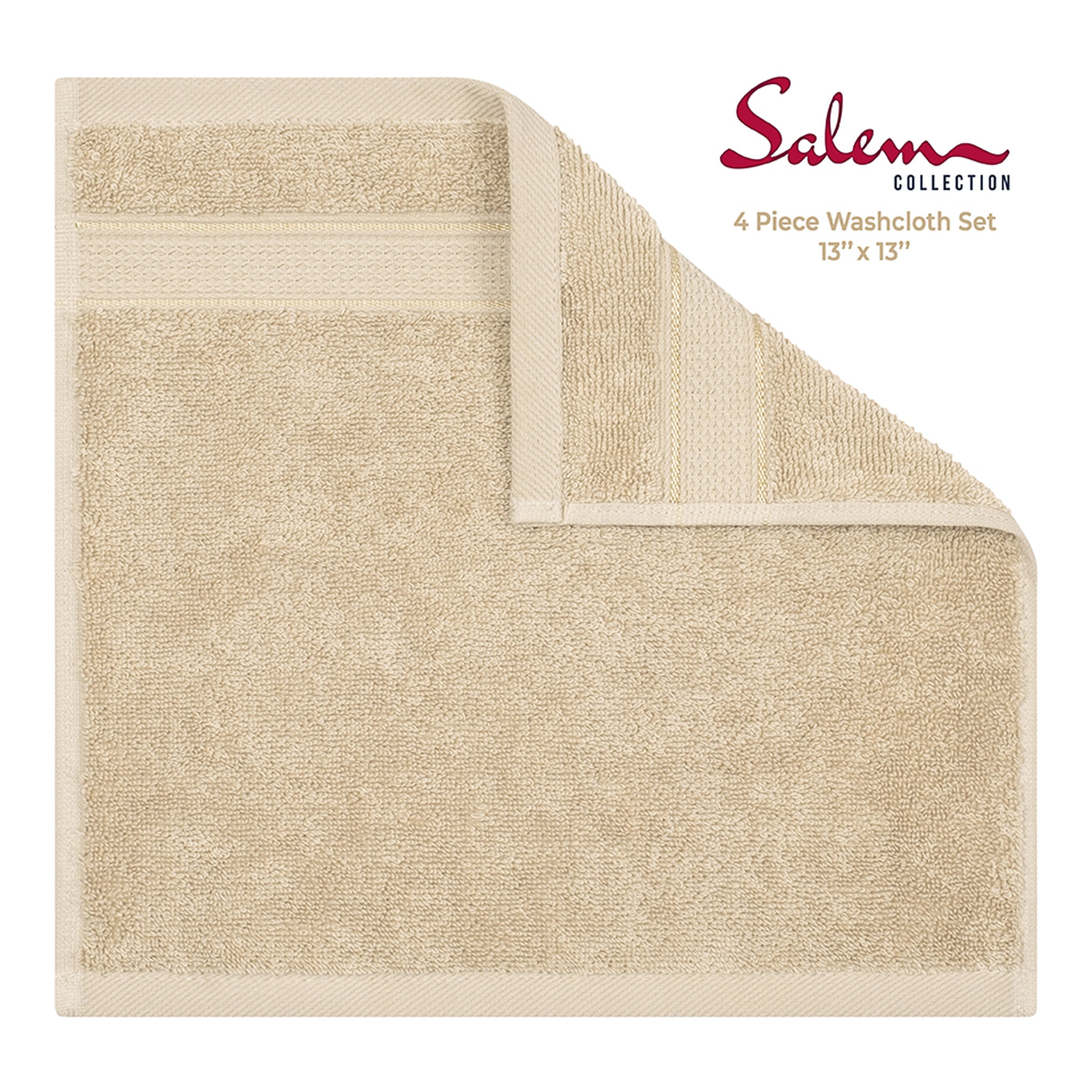 American Soft Linen 100% Cotton, Salem 4 Piece Washcloth Set for Bathroom and Kitchen