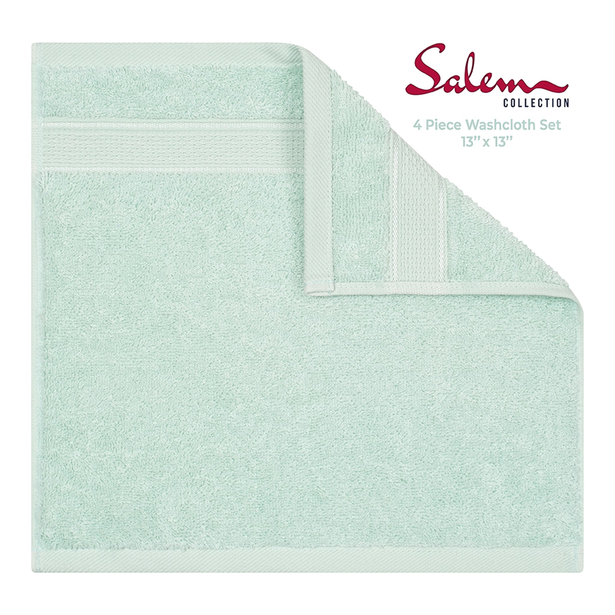 American Soft Linen 100% Cotton, Salem 4 Piece Washcloth Set for Bathroom and Kitchen