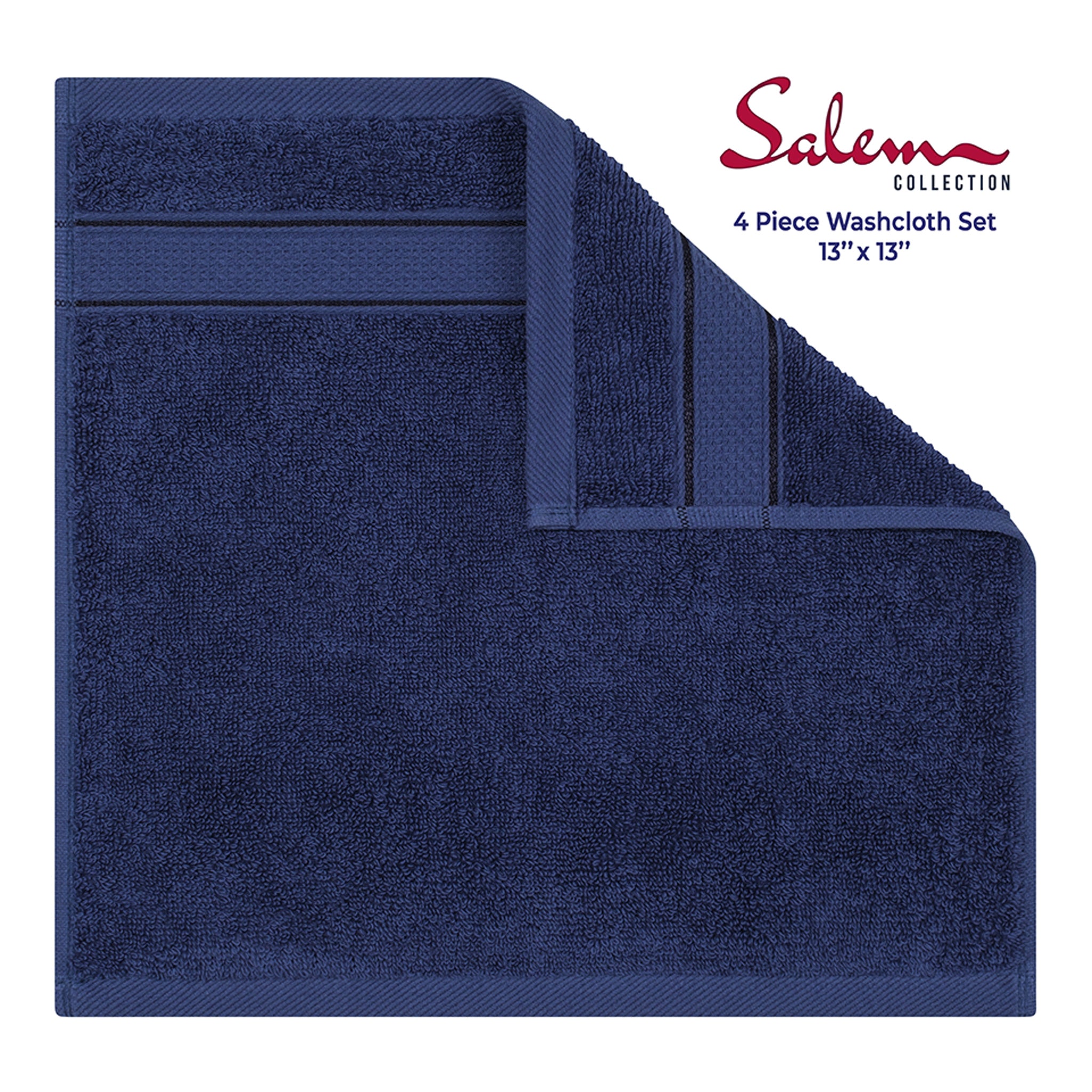 American Soft Linen 100% Cotton, Salem 4 Piece Washcloth Set for Bathroom and Kitchen