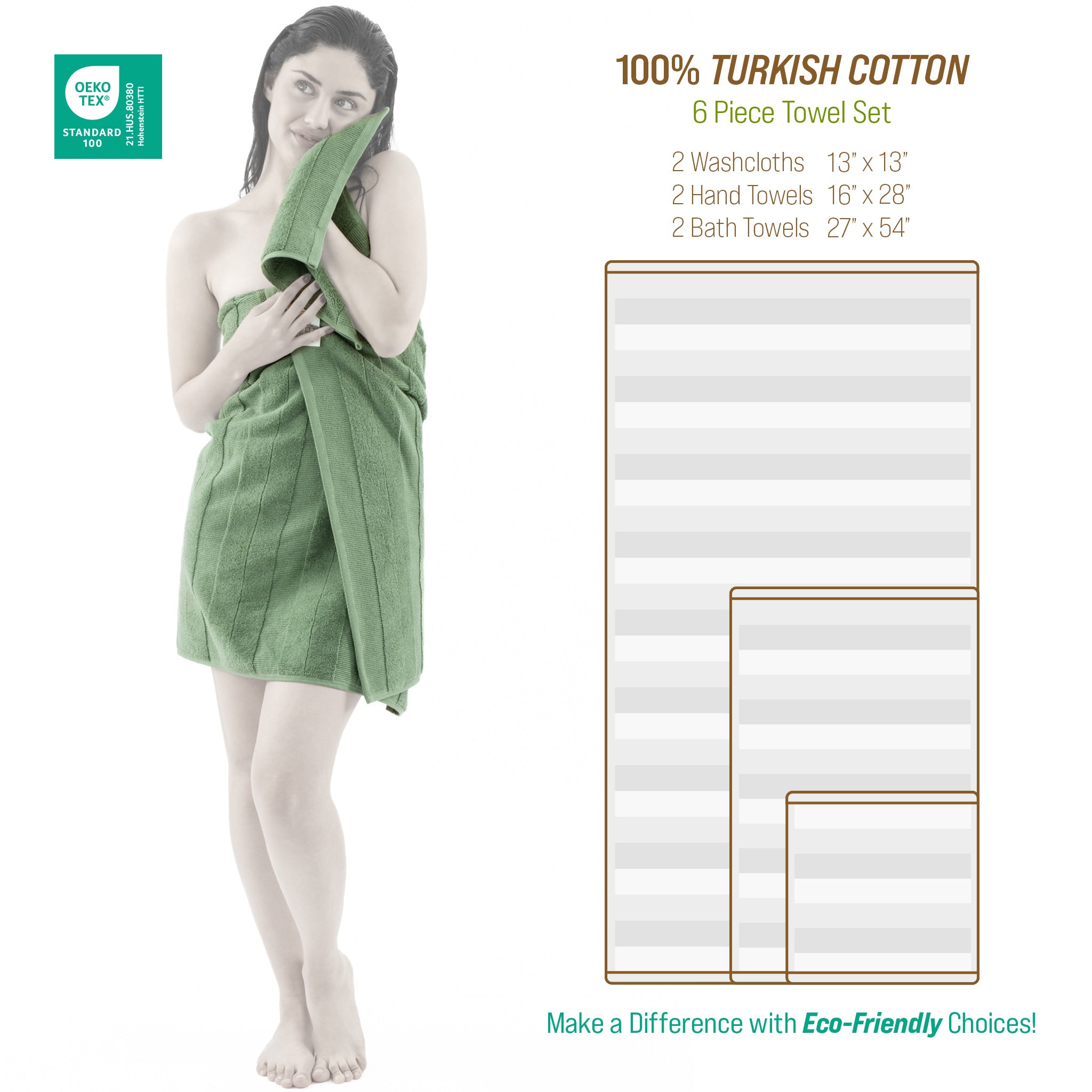 American Soft Linen Sense Collection 100% Micro Cotton Premium 6 Piece Towel Set, 600 GSM Ultra Soft and Plush Towels for Bathroom