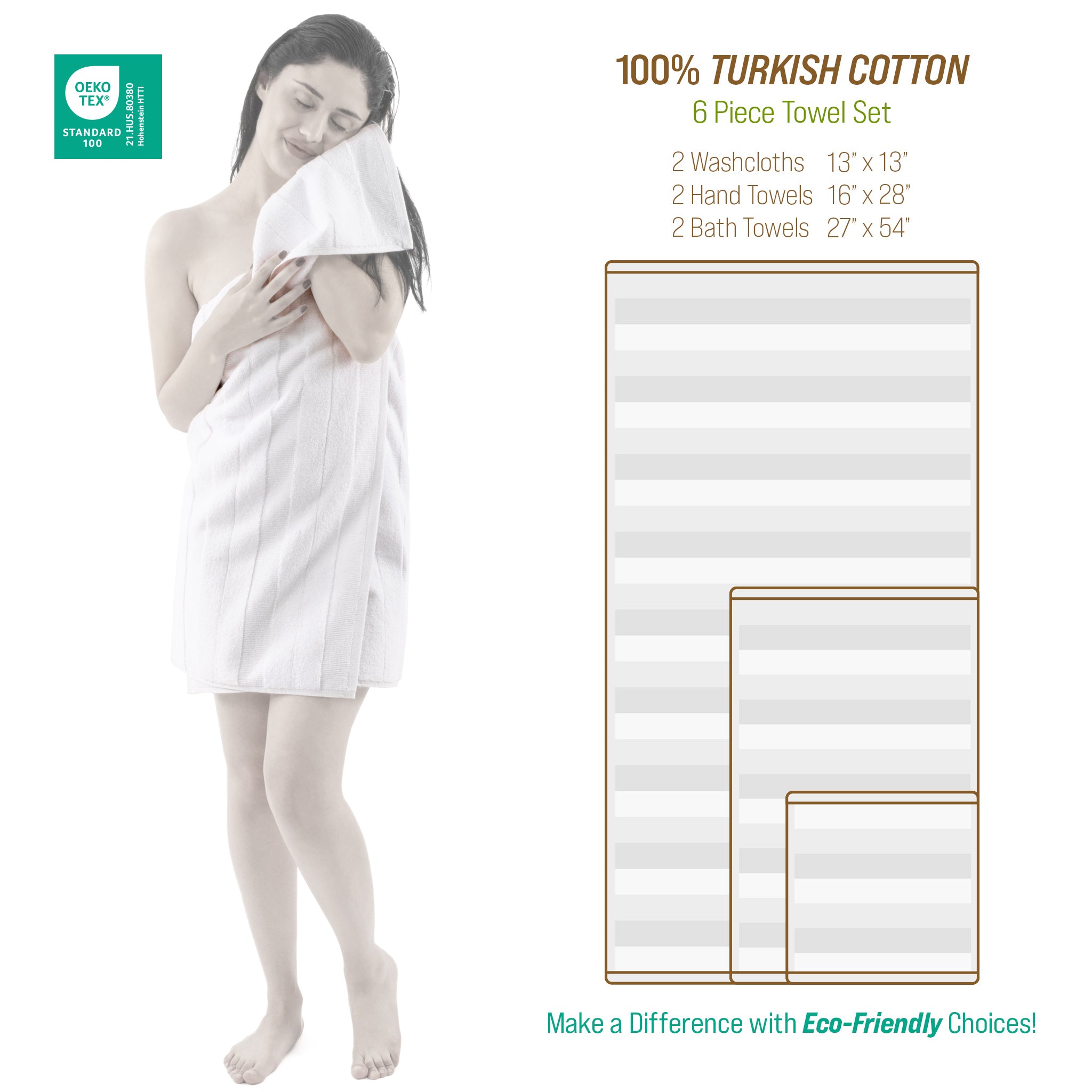 American Soft Linen Sense Collection 100% Micro Cotton Premium 6 Piece Towel Set, 600 GSM Ultra Soft and Plush Towels for Bathroom