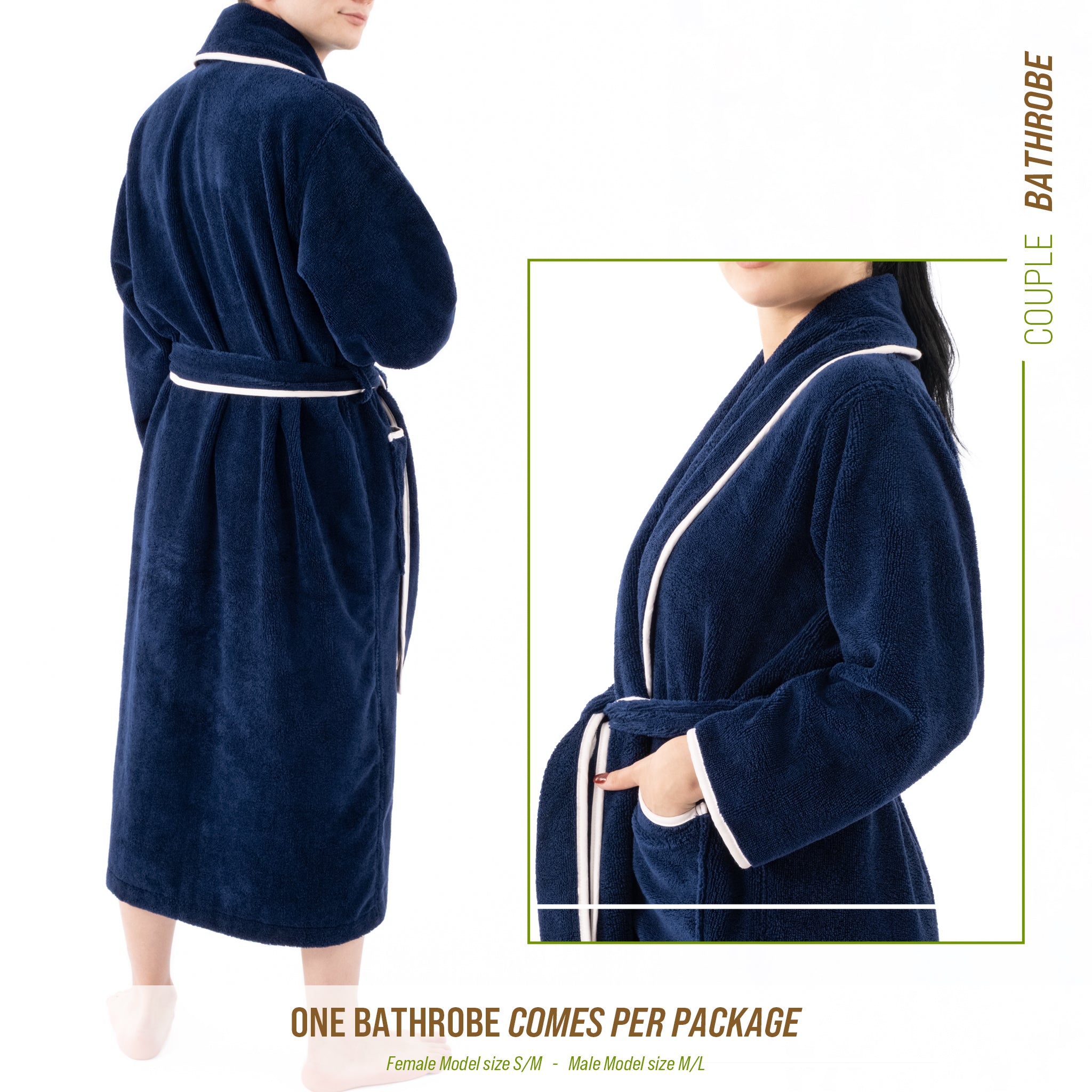 American Soft Linen Triga - Bamboo Robes for Women and Men, Unisex Plush Spa Lounging Bathrobe, 1 Piece Cozy Robe for Couples After Shower