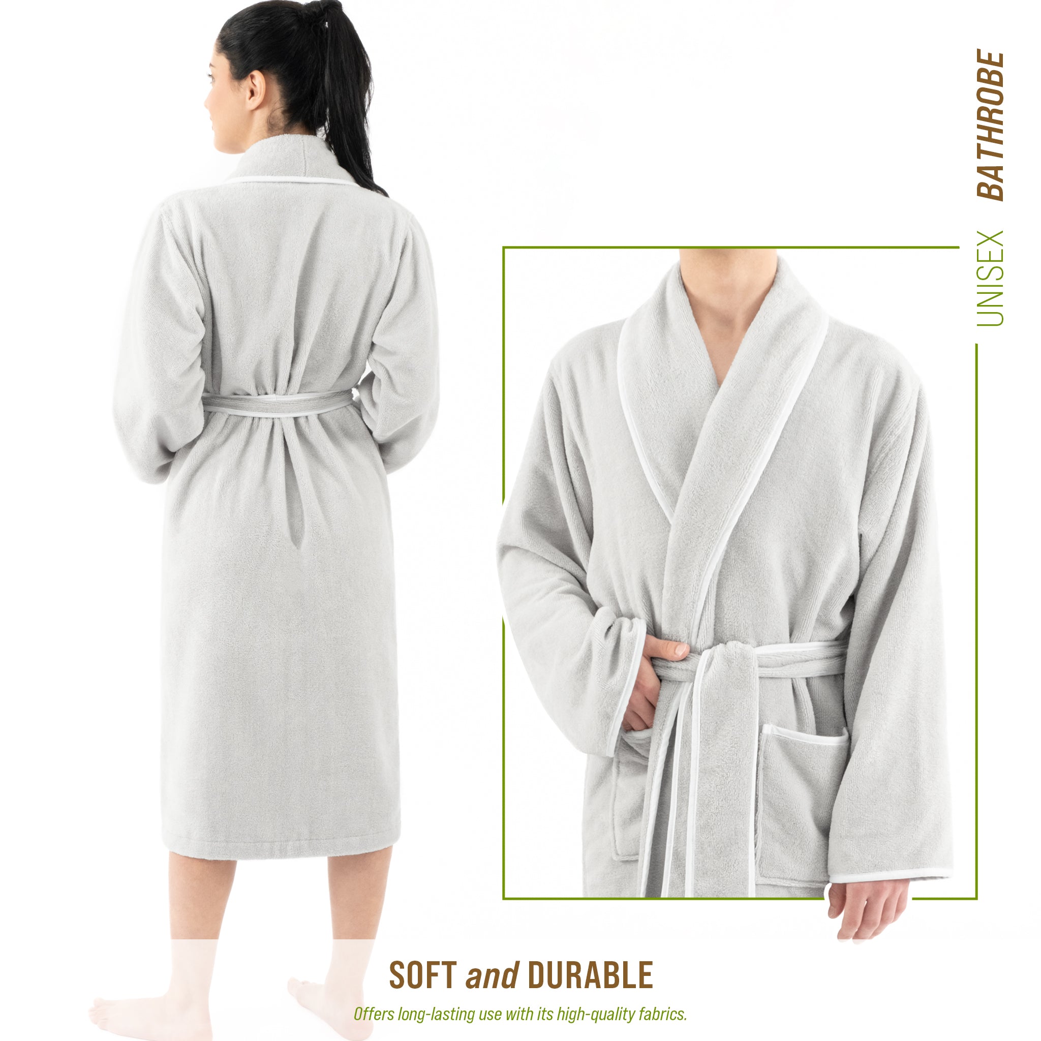 American Soft Linen Triga - Bamboo Robes for Women and Men, Unisex Plush Spa Lounging Bathrobe, 1 Piece Cozy Robe for Couples After Shower